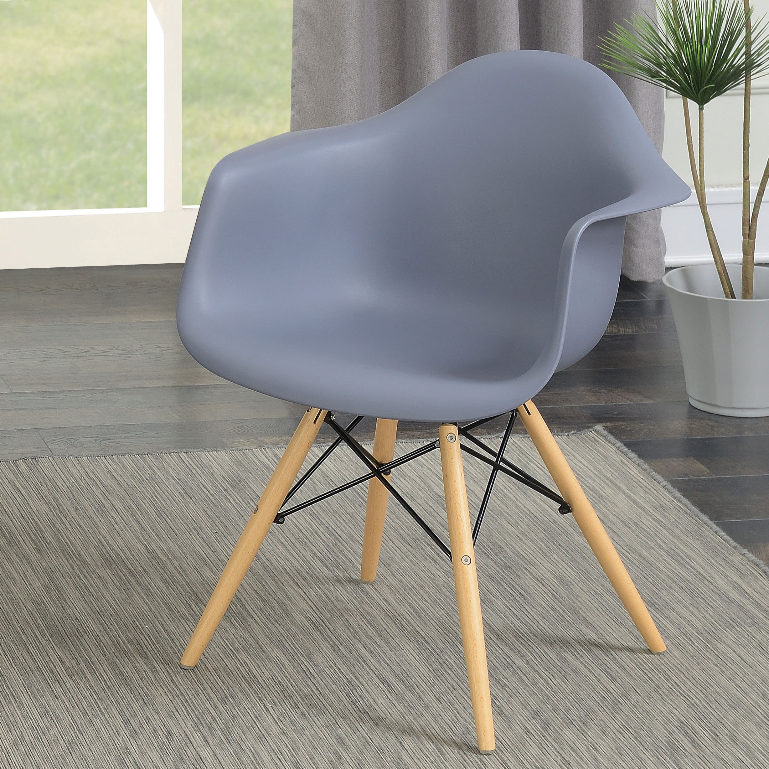 Kylie Mid-Century Modern Curved Accent Chairs in Gray (Set of 2)
