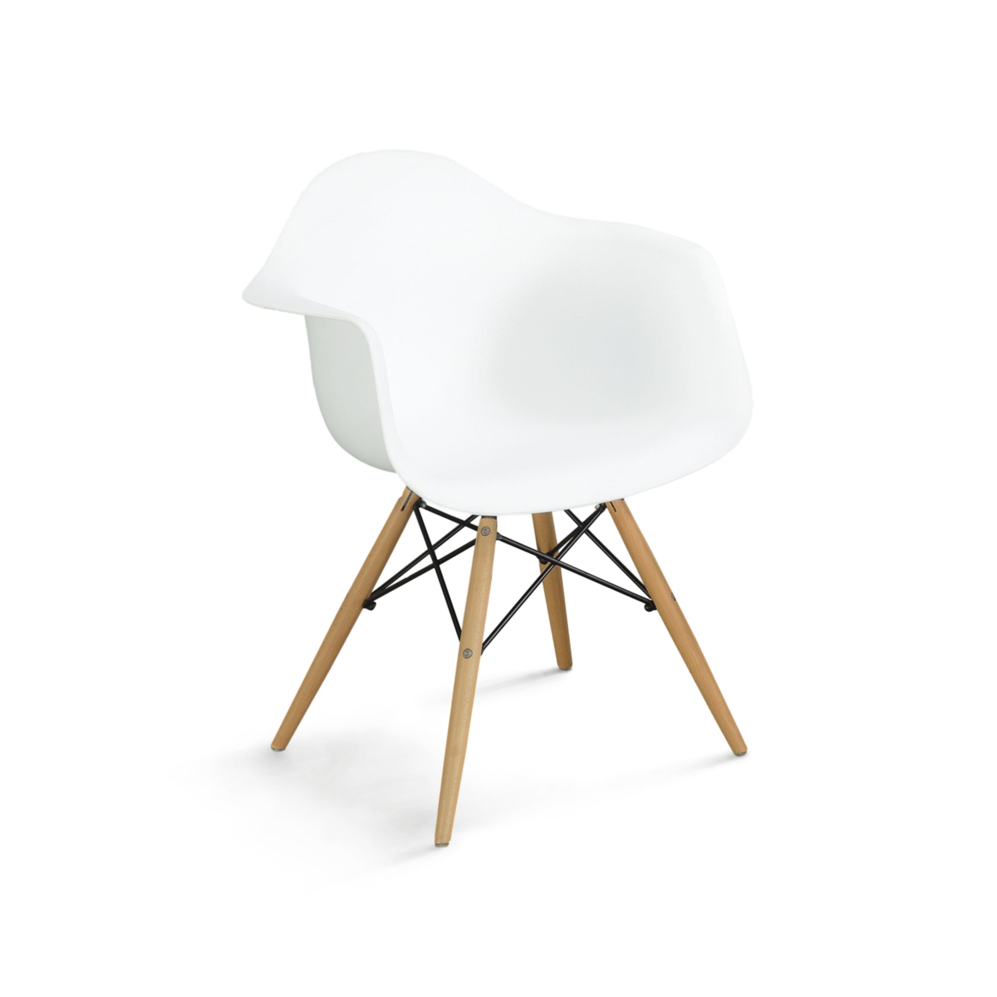 Kylie Mid-Century Modern Splayed Leg Accent Chairs in White (Set of 2)