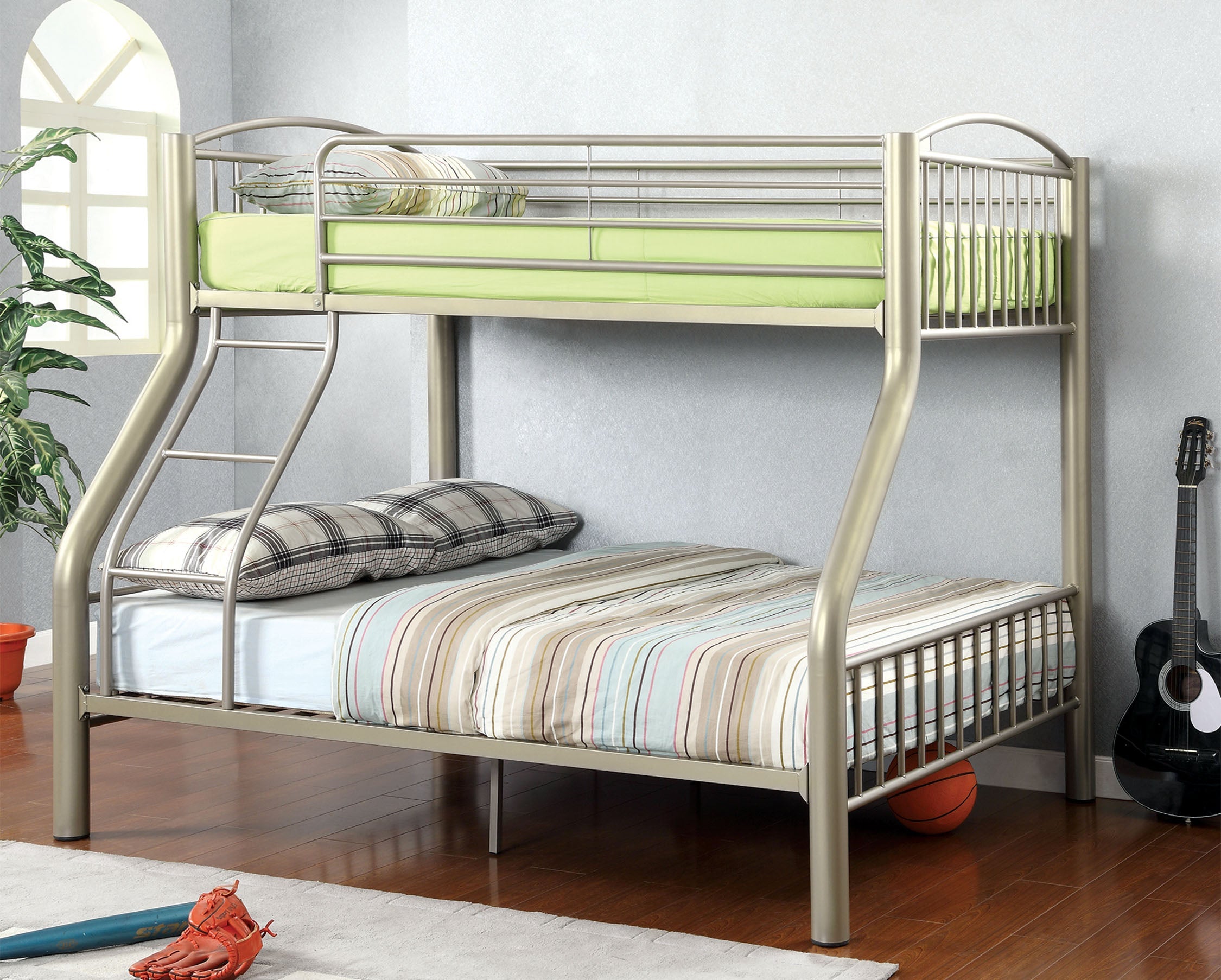 Pimmel Contemporary Metal Bunk Bed in Twin over Full