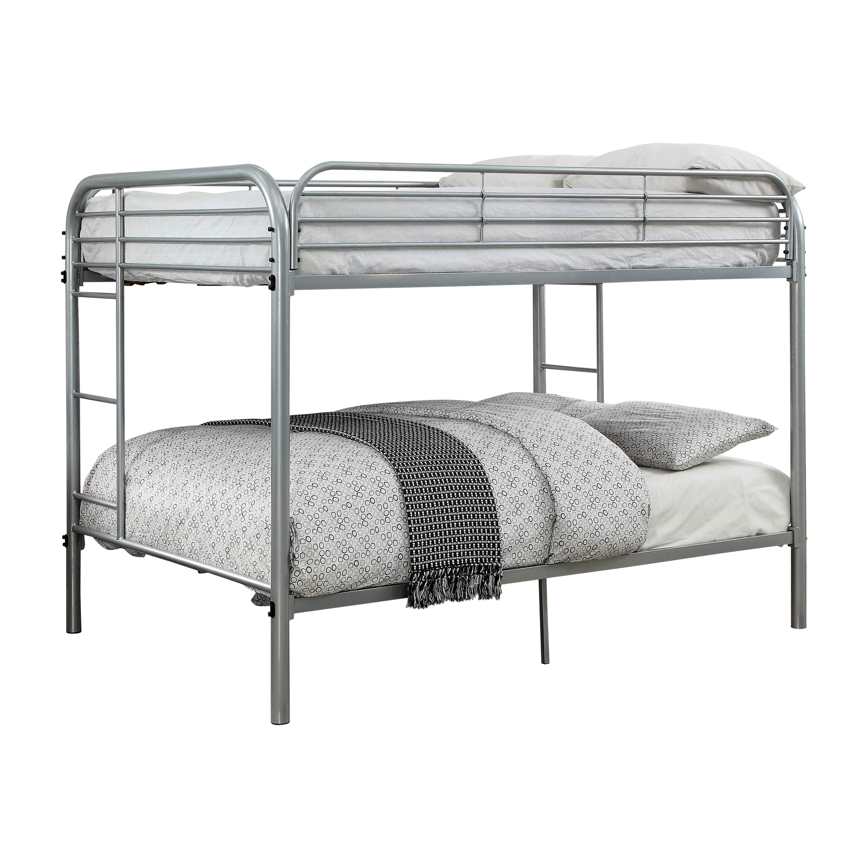 Teledona Transitional Metal Full over Full Bunk Bed in Silver