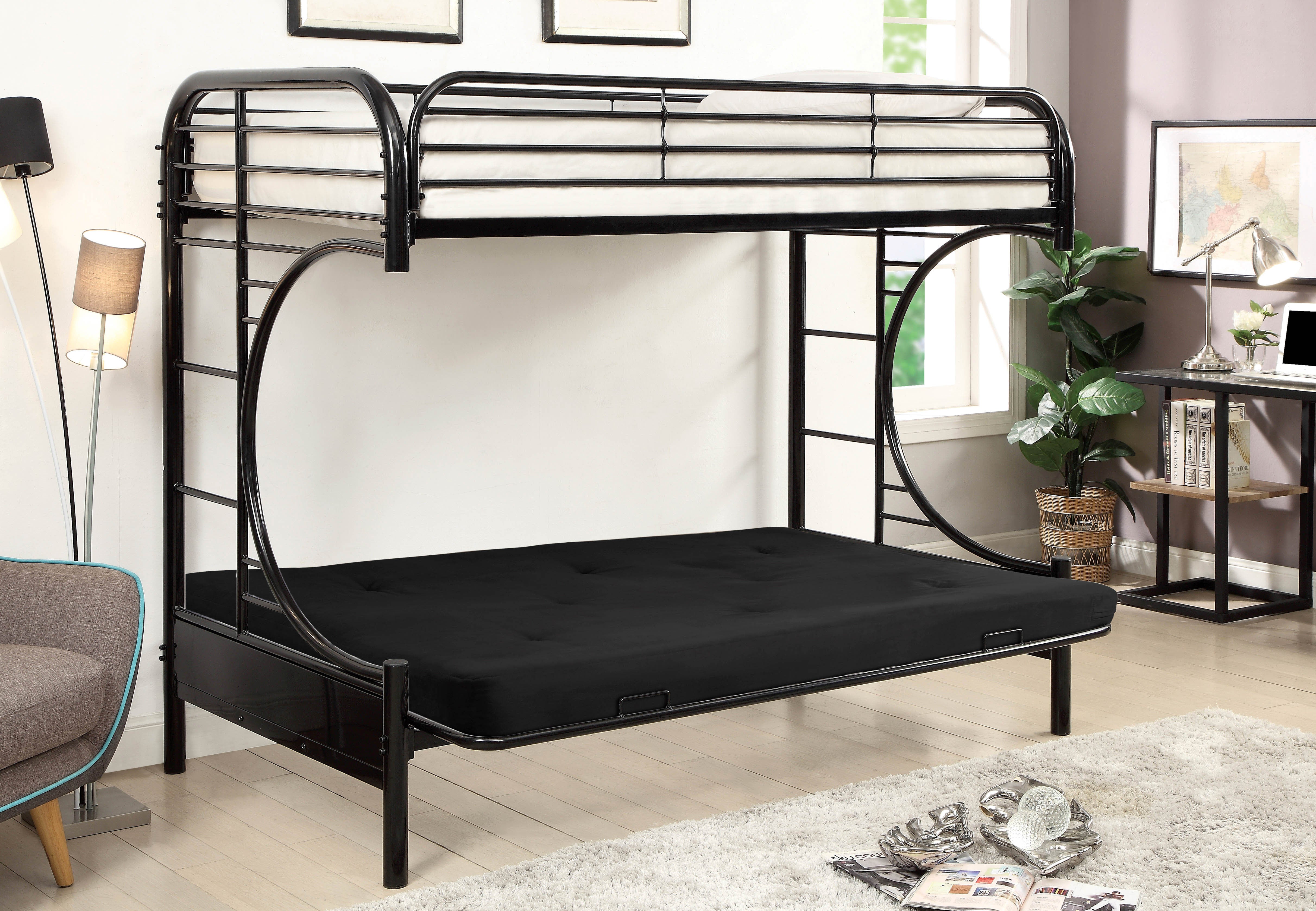 Nitzel Transitional Metal Bunk Bed in Black