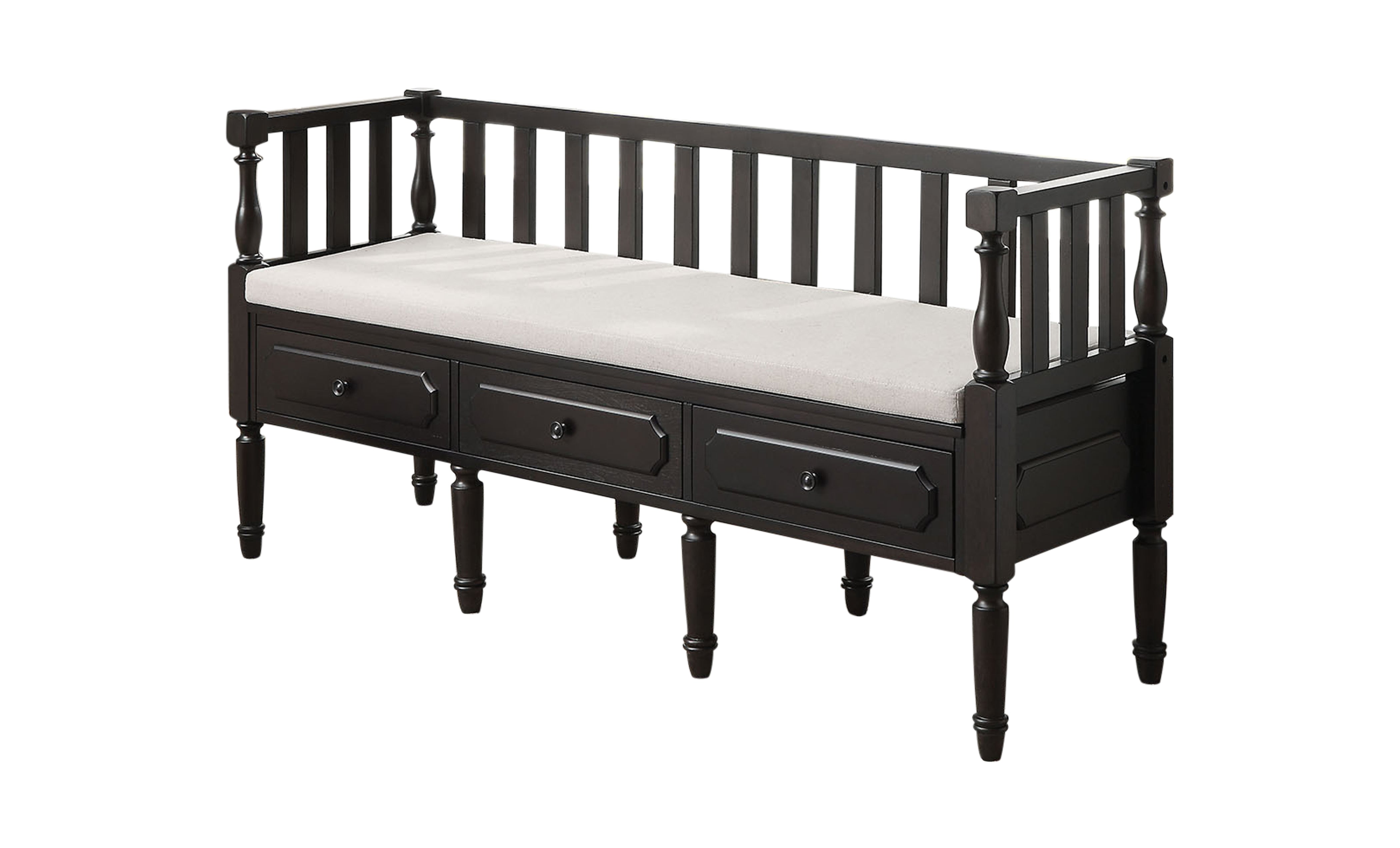 Claudette Transitional Storage Bench in Dark Walnut
