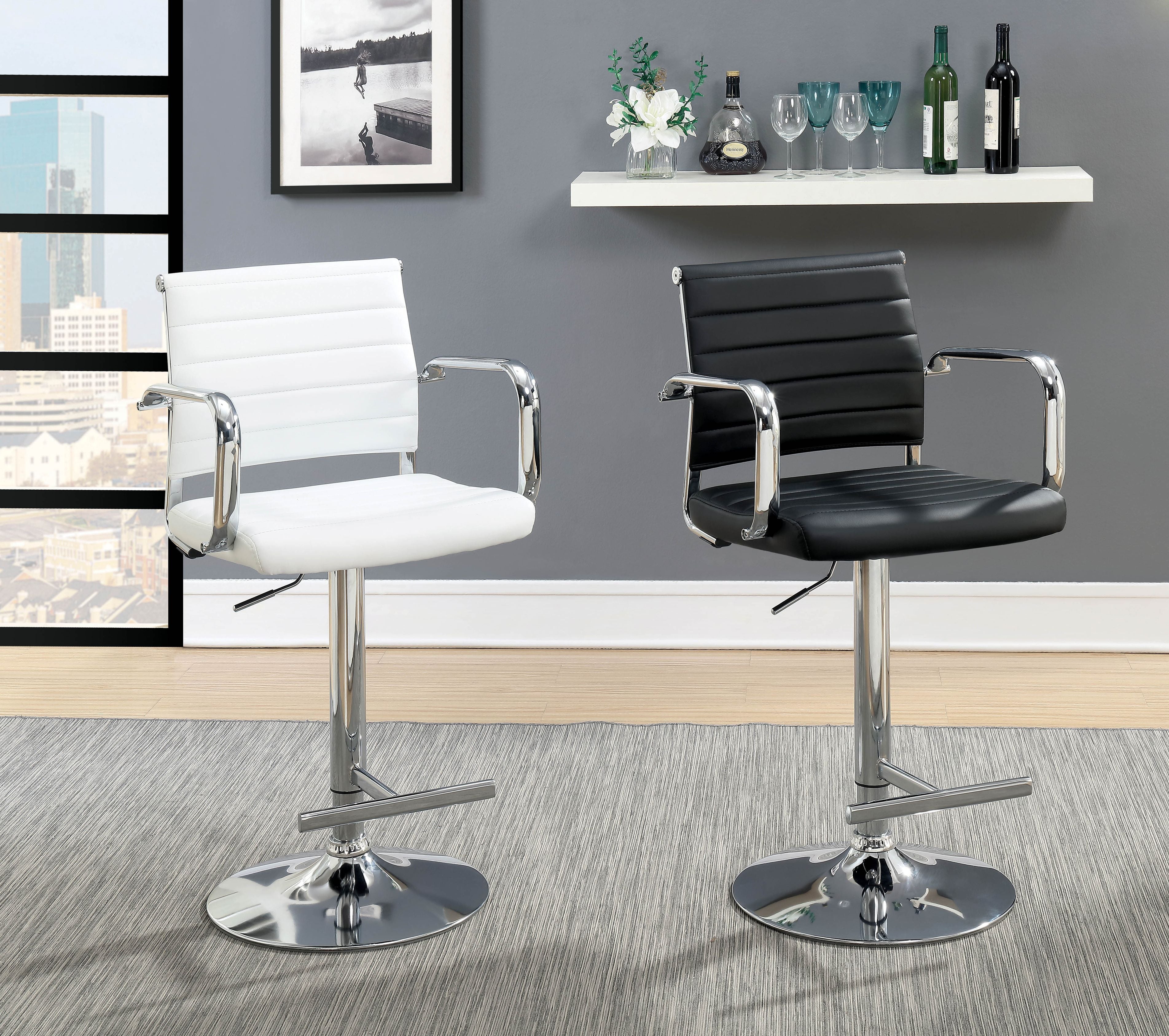 Zenah Contemporary Swivel Bar Stool in Black