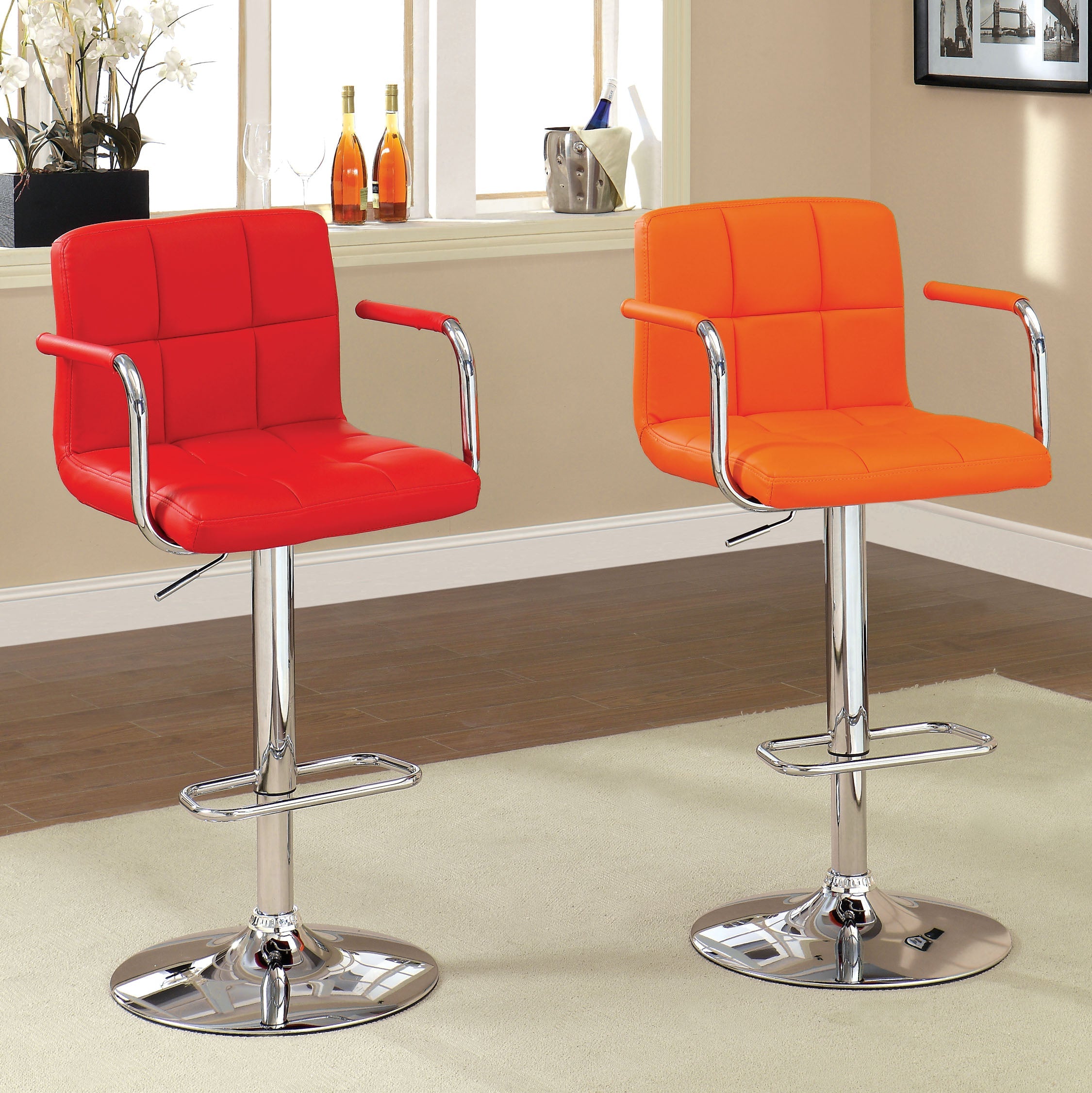 Witmer Contemporary Height Adjustable Bar Stool in Orange