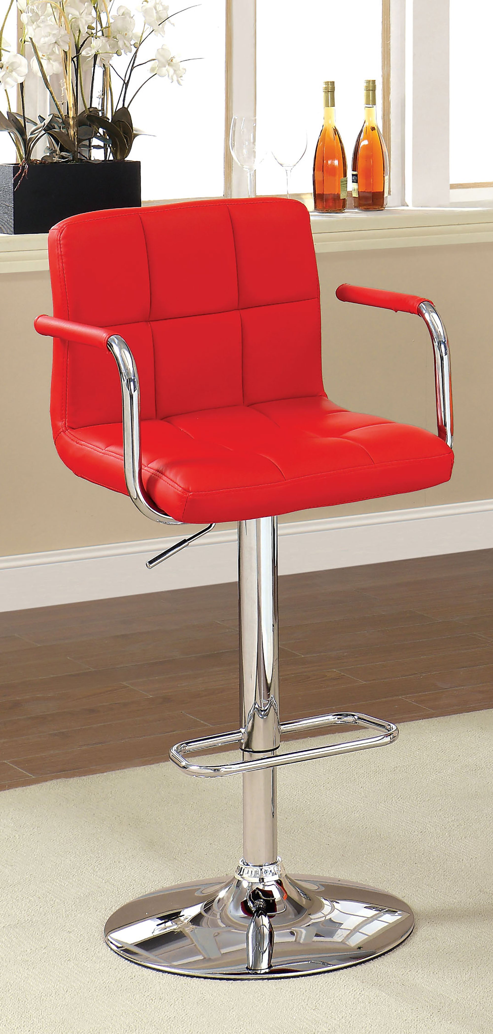 Witmer Contemporary Height Adjustable Bar Stool in Red