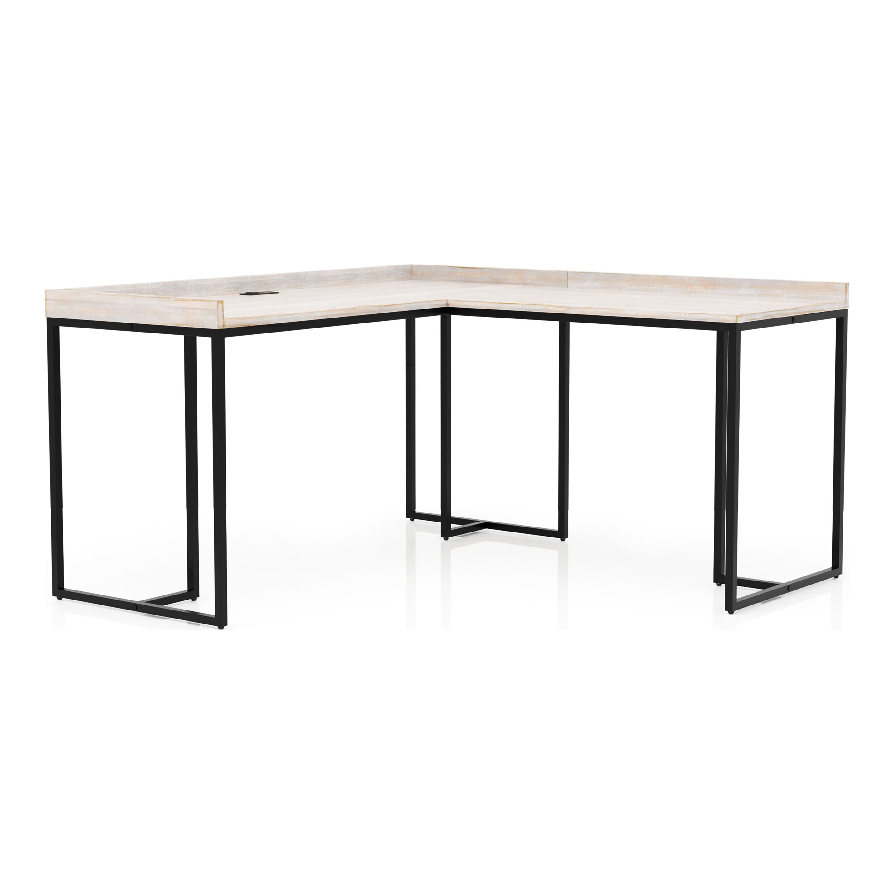Timor L-Desk with USB Plug in Antique White