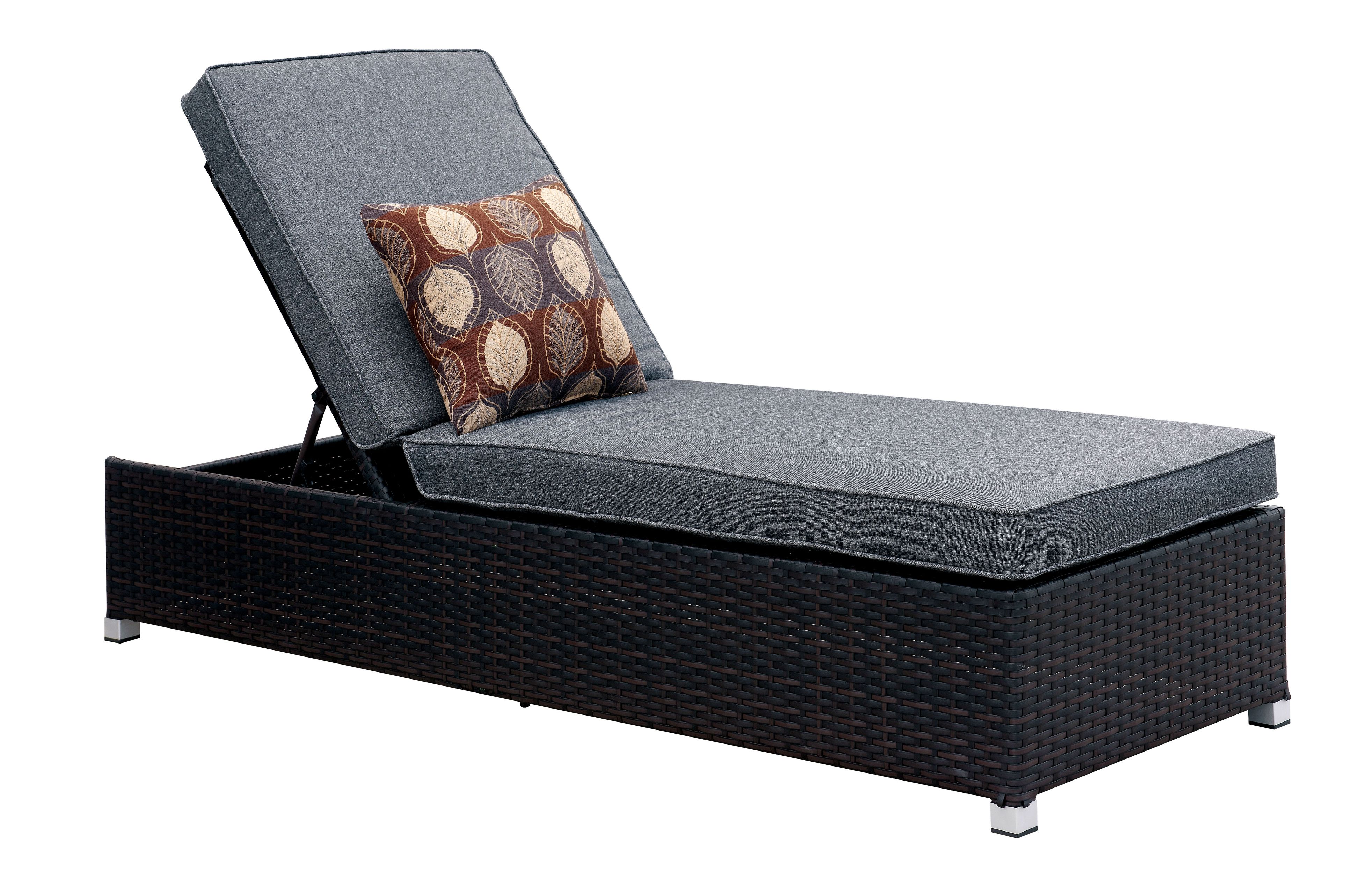Jayden Contemporary Patio Lounge Chair with Pillow in Gray and Espresso