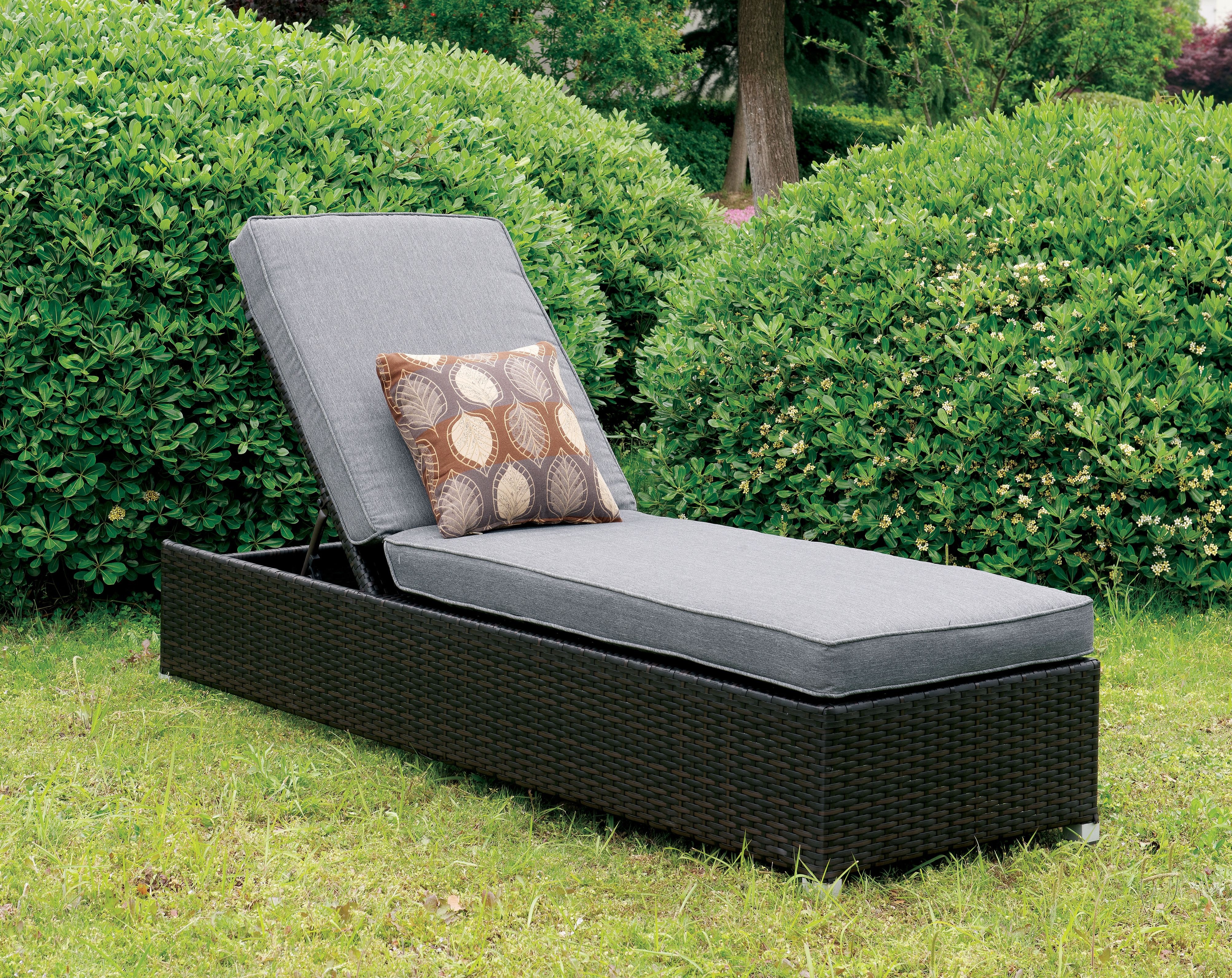 Jayden Contemporary Patio Lounge Chair with Pillow in Gray and Espresso