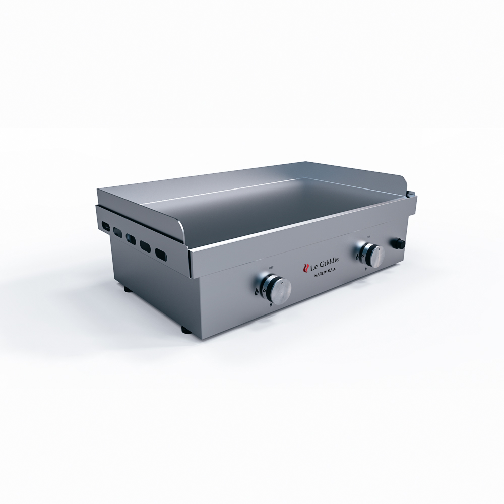 Le Griddle The Ranch Hand 29” Gas Griddle with Cart, Side Shelves, and Stainless Steel Construction