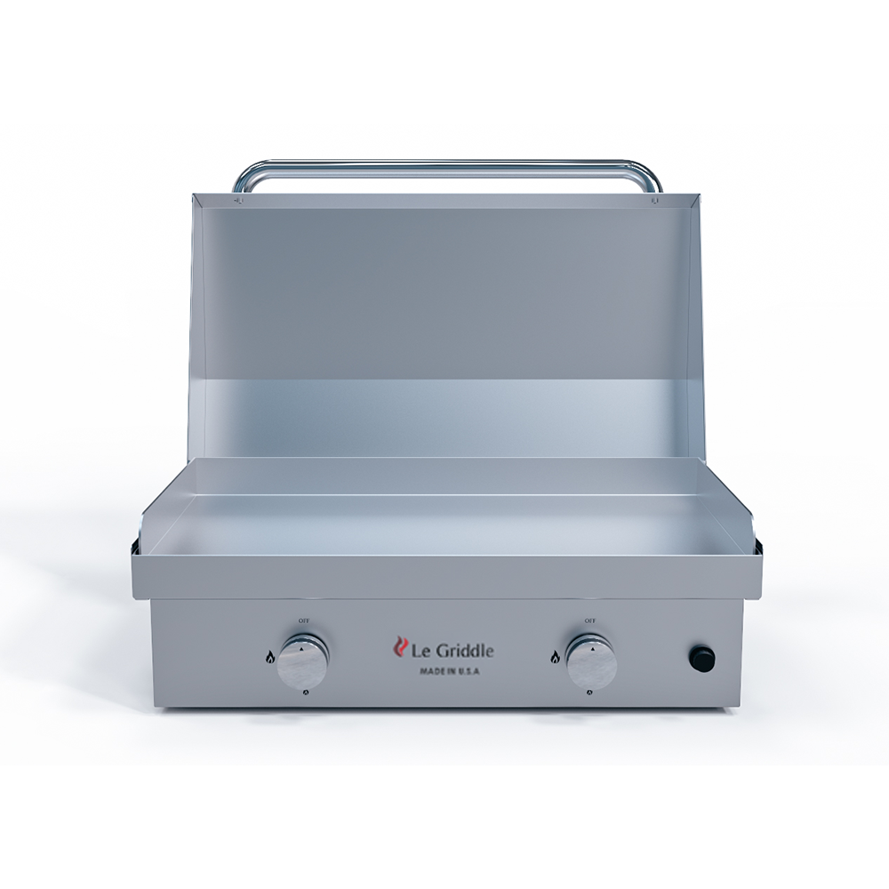 Le Griddle The Ranch Hand 29” Stainless Steel Gas Griddle with Lid for High-Capacity Outdoor Cooking