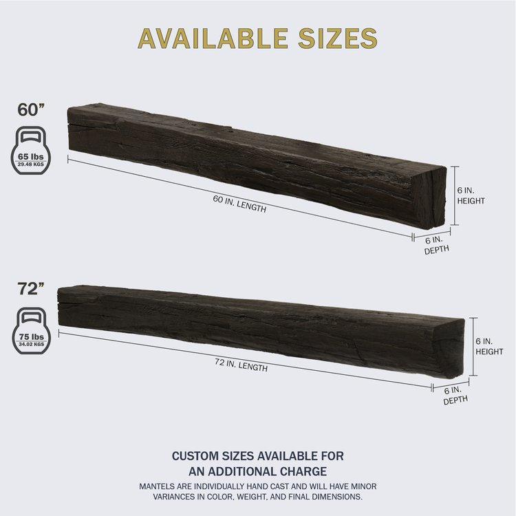 Lexington Hearth Cabin Pine 72" Hand-Painted Non-Combustible Maduro Mantel Shelf Kit