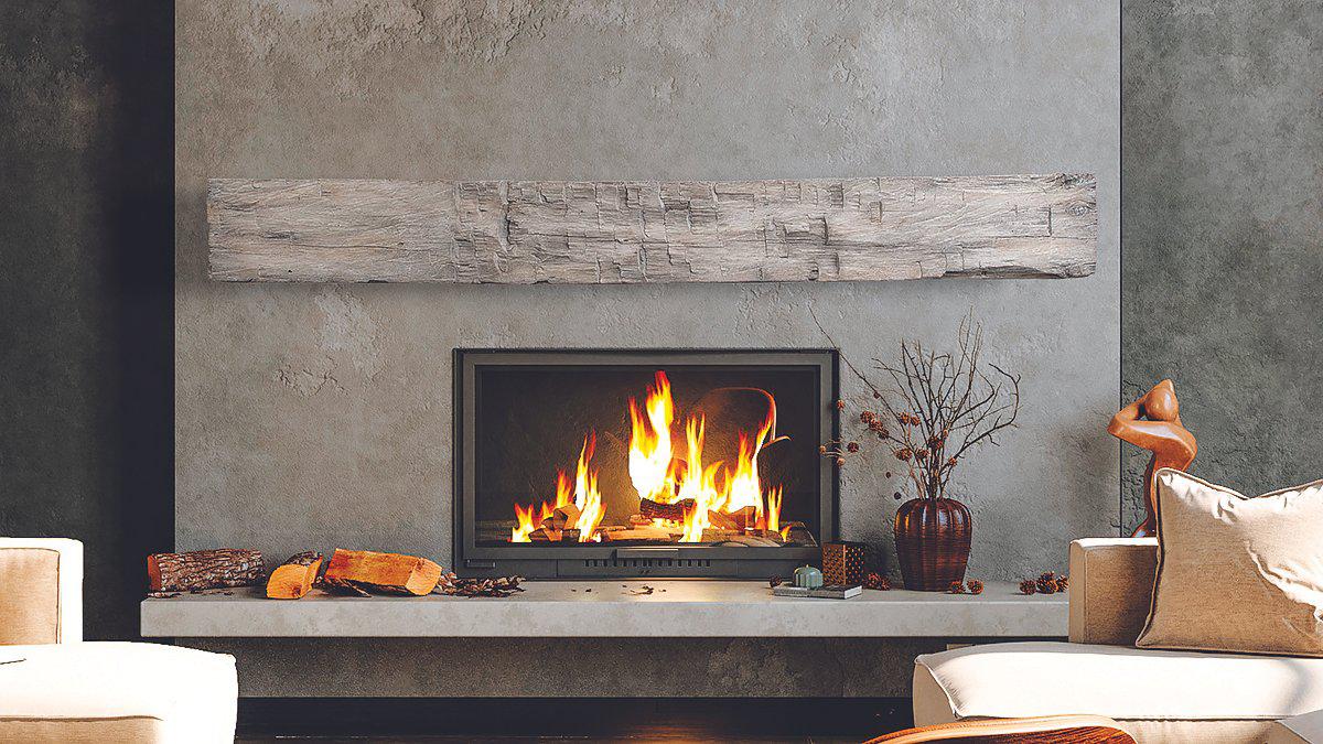 Lexington Hearth Farmhouse 72" Hand-Painted Non-Combustible Weathered Gray Mantel Shelf Kit