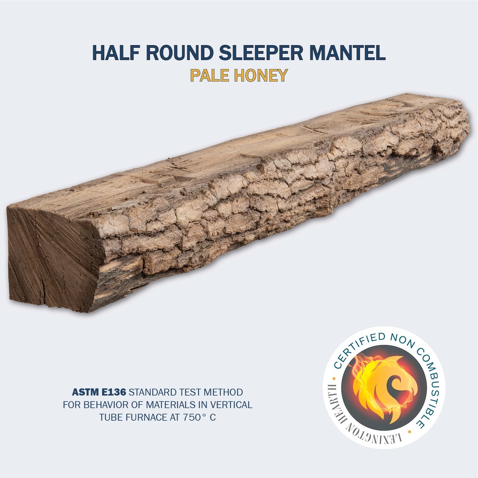 Lexington Hearth Half-Round Sleeper 72" Hand-Painted Non-Combustible Pale Honey Mantel Shelf Kit