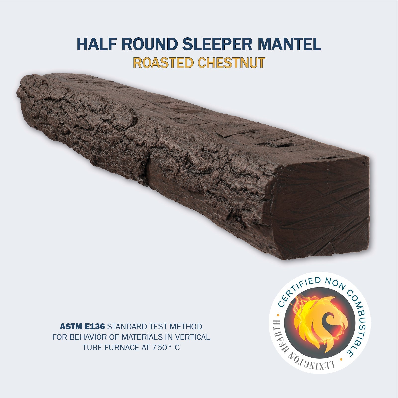 Lexington Hearth Half-Round Sleeper 72" Hand-Painted Non-Combustible Roasted Chestnut Mantel Shelf Kit