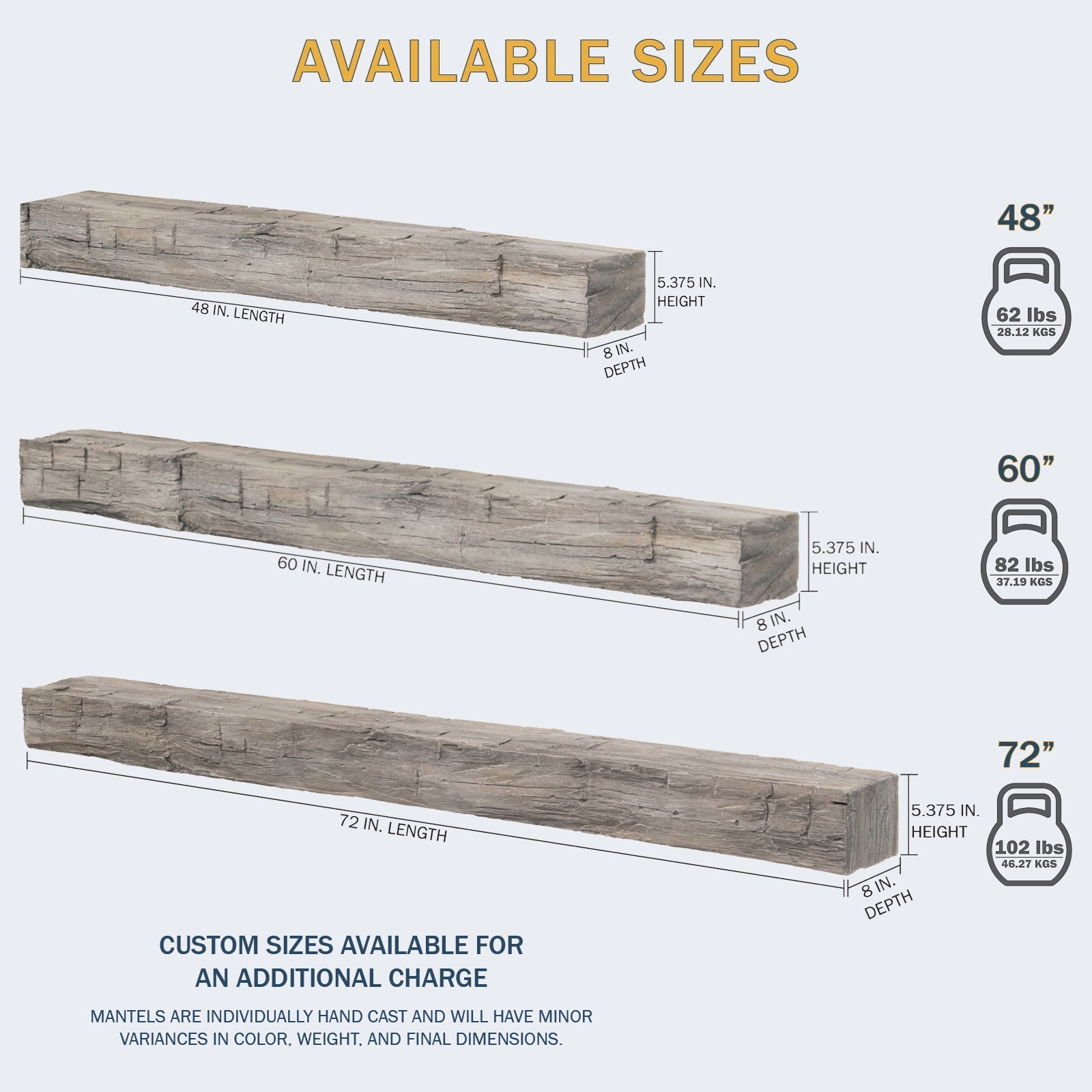 Lexington Hearth Hayloft Beam 60" Handcrafted Non-Combustible Eclipse Mantel Shelf Kit