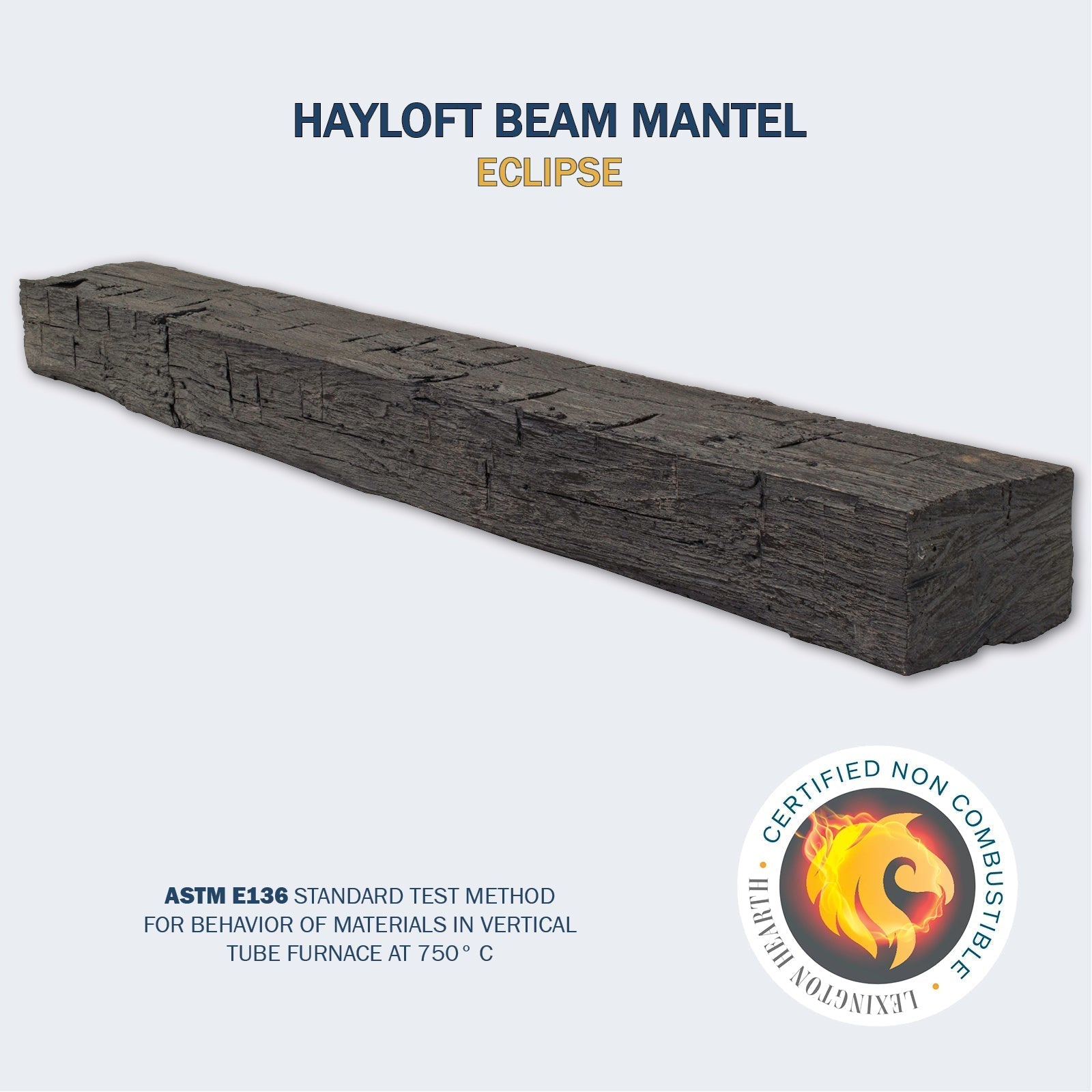 Lexington Hearth Hayloft Beam 72" Hand-Painted Non-Combustible Eclipse Mantel Shelf Kit