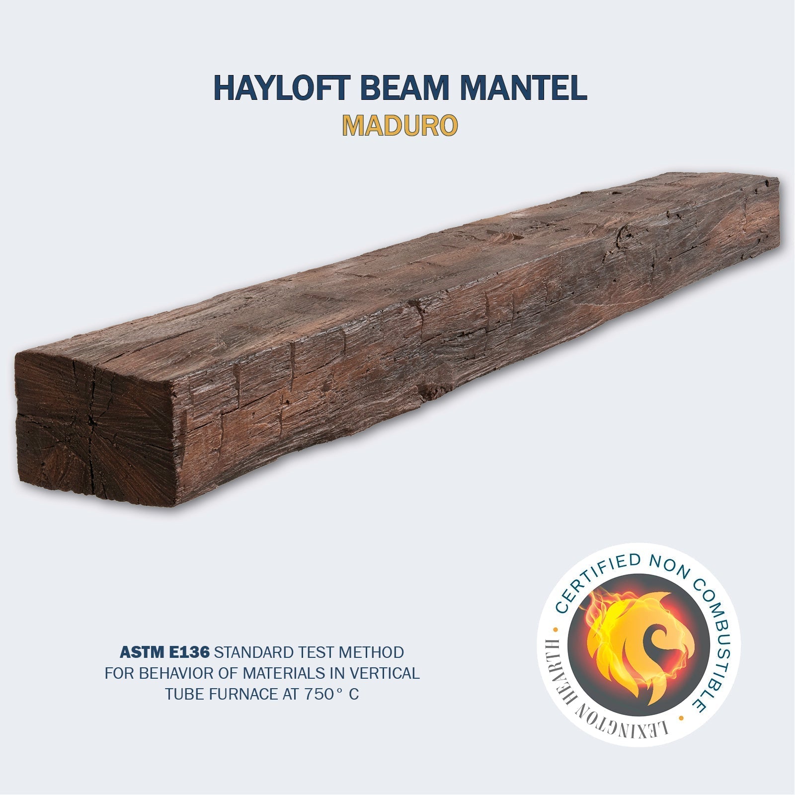 Lexington Hearth Hayloft Beam 72" Hand-Painted Non-Combustible Maduro Mantel Shelf Kit