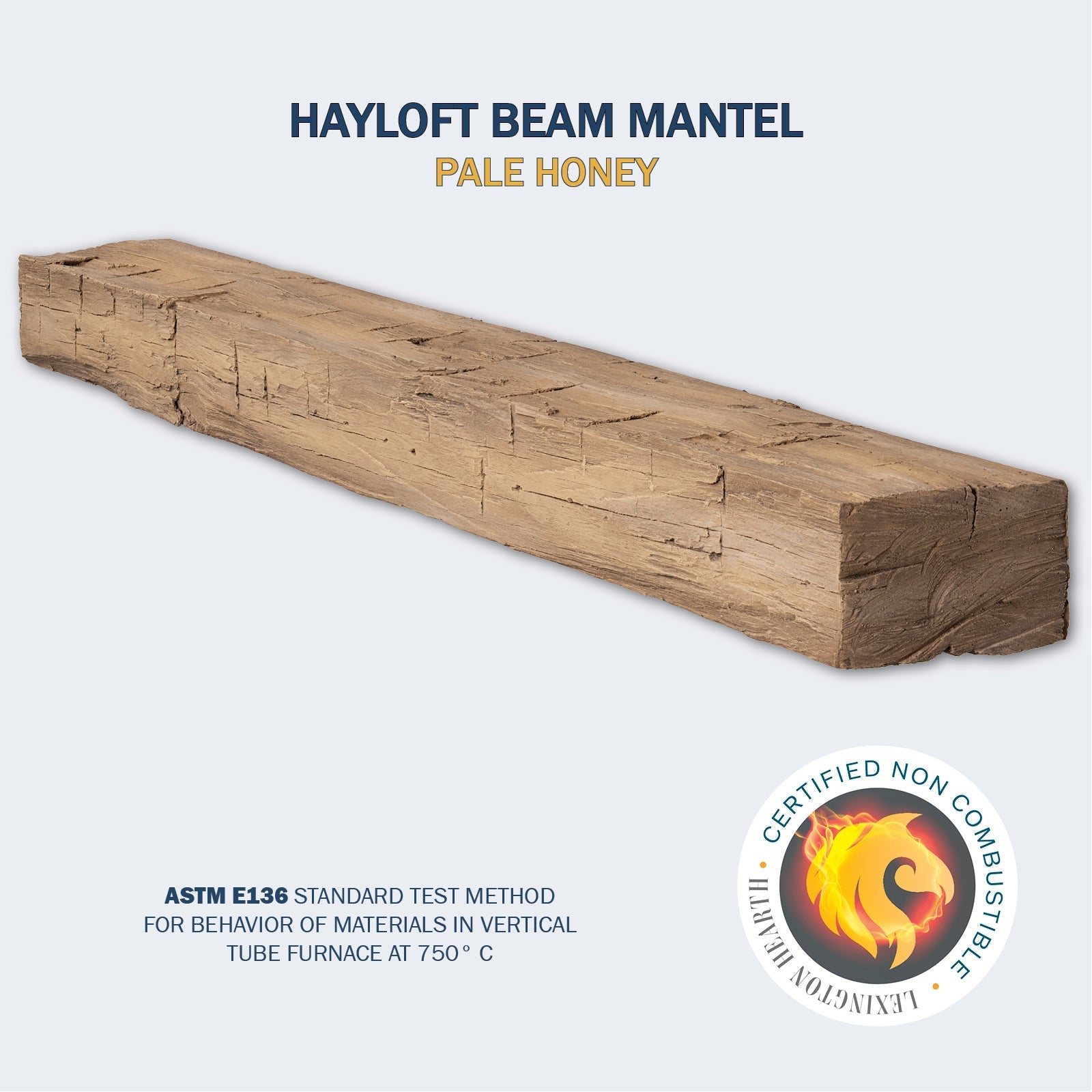 Lexington Hearth Hayloft Beam 72" Hand-Painted Non-Combustible Pale Honey Mantel Shelf Kit