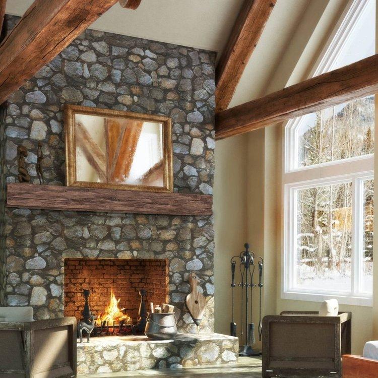 Lexington Hearth Tobacco Barn 72" Handcrafted Non-Combustible Maduro Mantel Shelf Kit