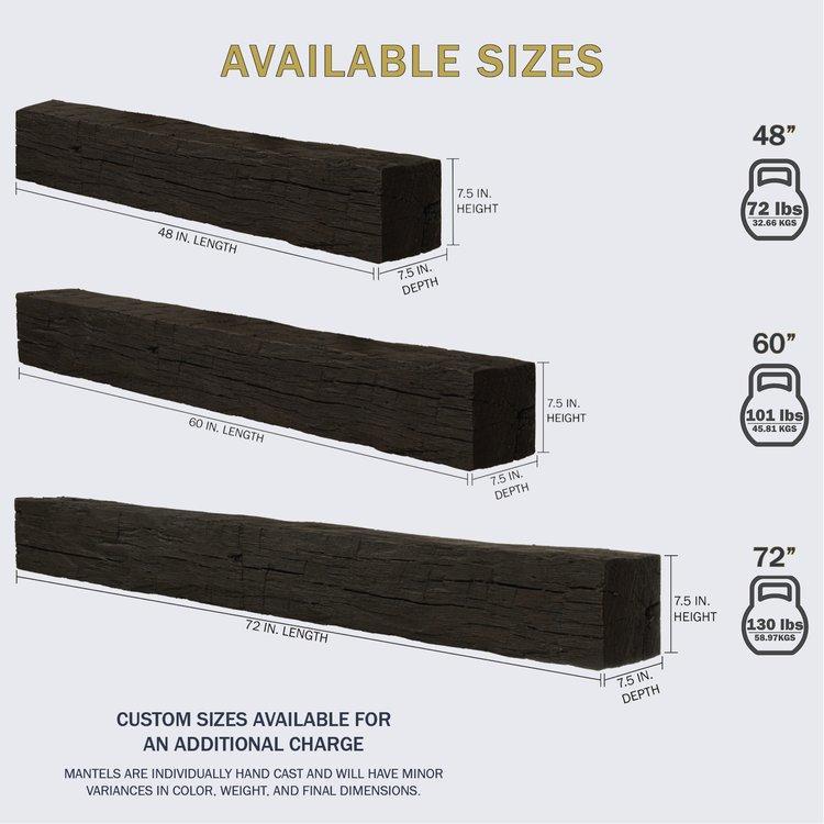 Lexington Hearth Tobacco Barn 72" Handcrafted Non-Combustible Maduro Mantel Shelf Kit