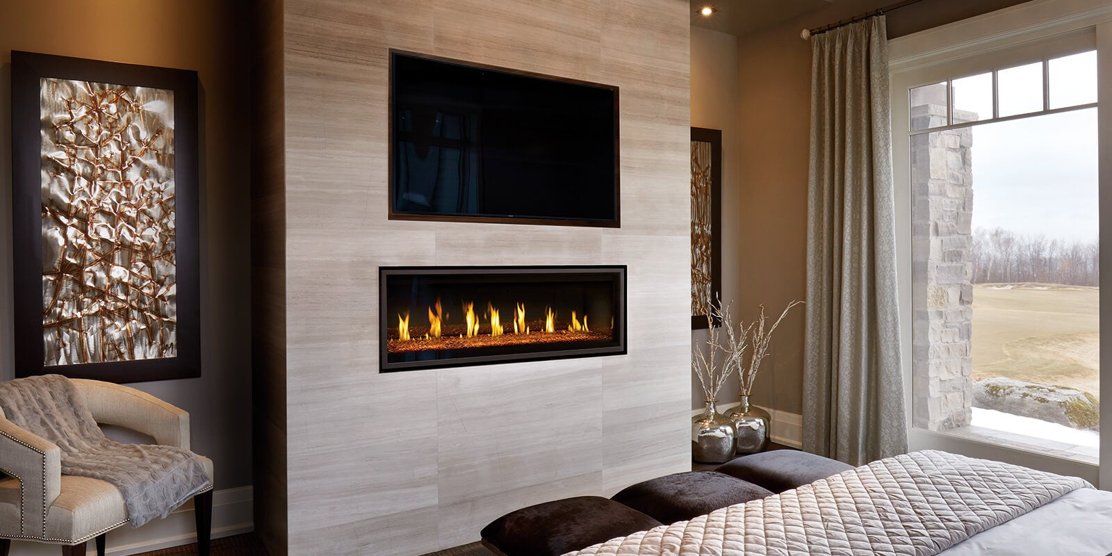 Napoleon Vector Modern Indoor 38 Inch See Through Direct Vent Gas Fireplace