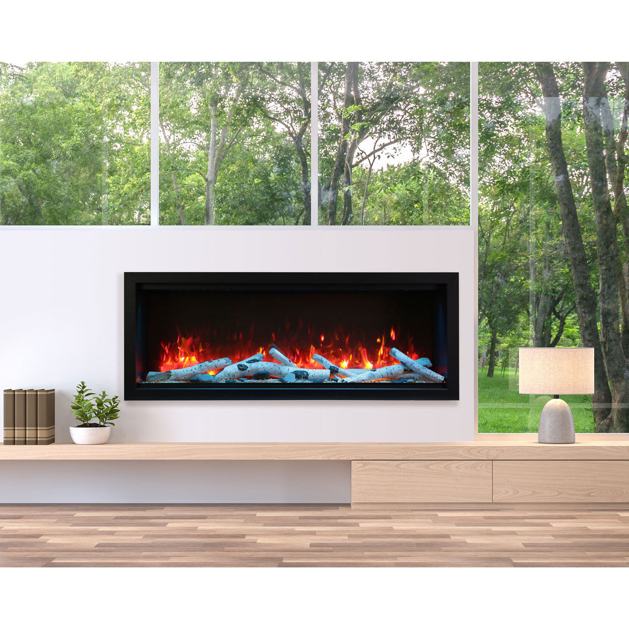Amantii Symmetry SYM-100-XT Built in Smart Extra Tall Outdoor Electric Fireplace