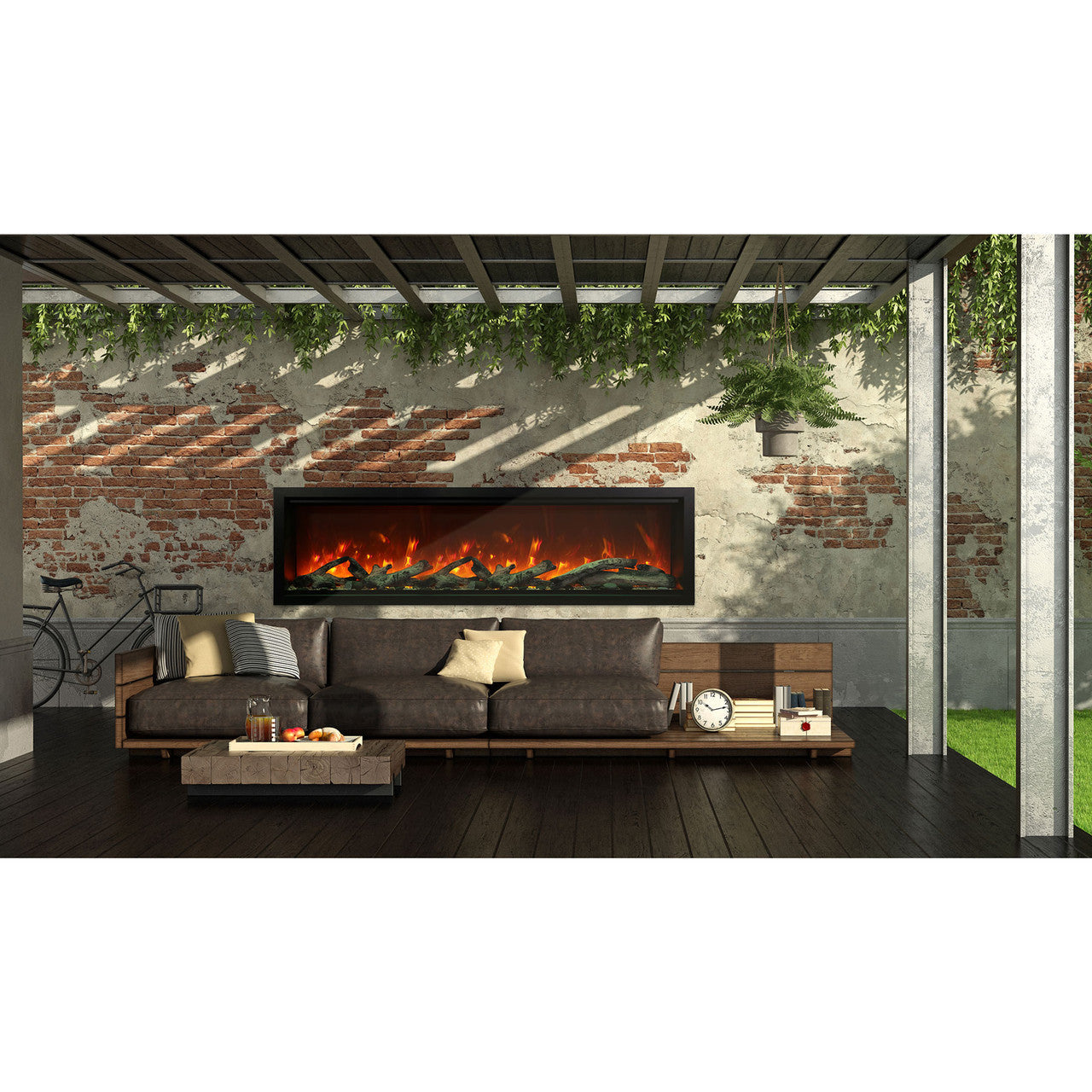 Amantii Symmetry SYM-100-XT Built in Smart Extra Tall Outdoor Electric Fireplace