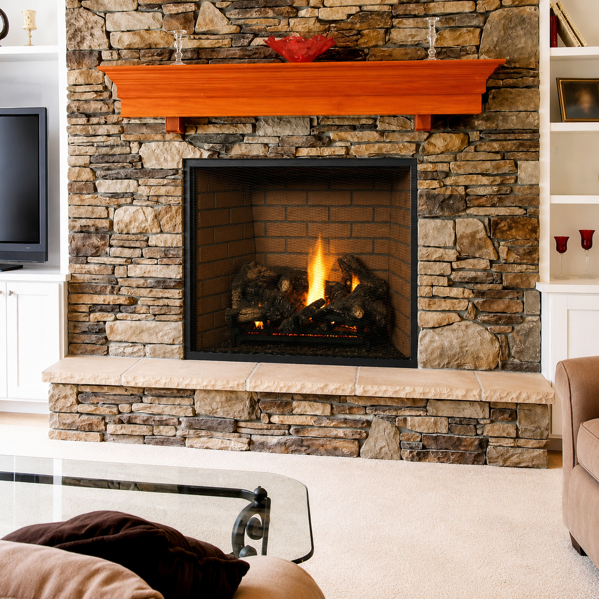 Superior DRT6340 40" Traditional Front View Gas Fireplace With Power Vent and Electronic Ignition