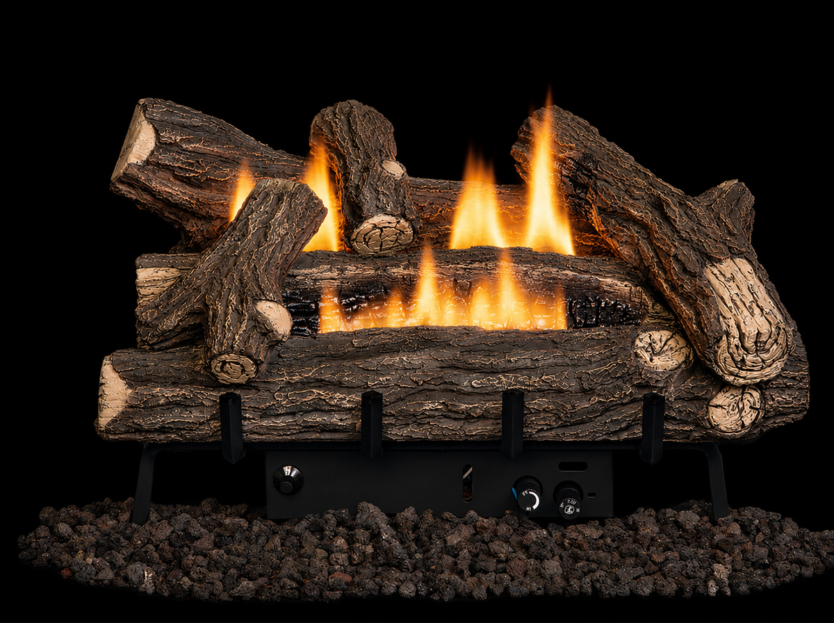 Superior LVD18CH Double-Flame Series 18" Crescent Hill Concrete Vent Free Logs 