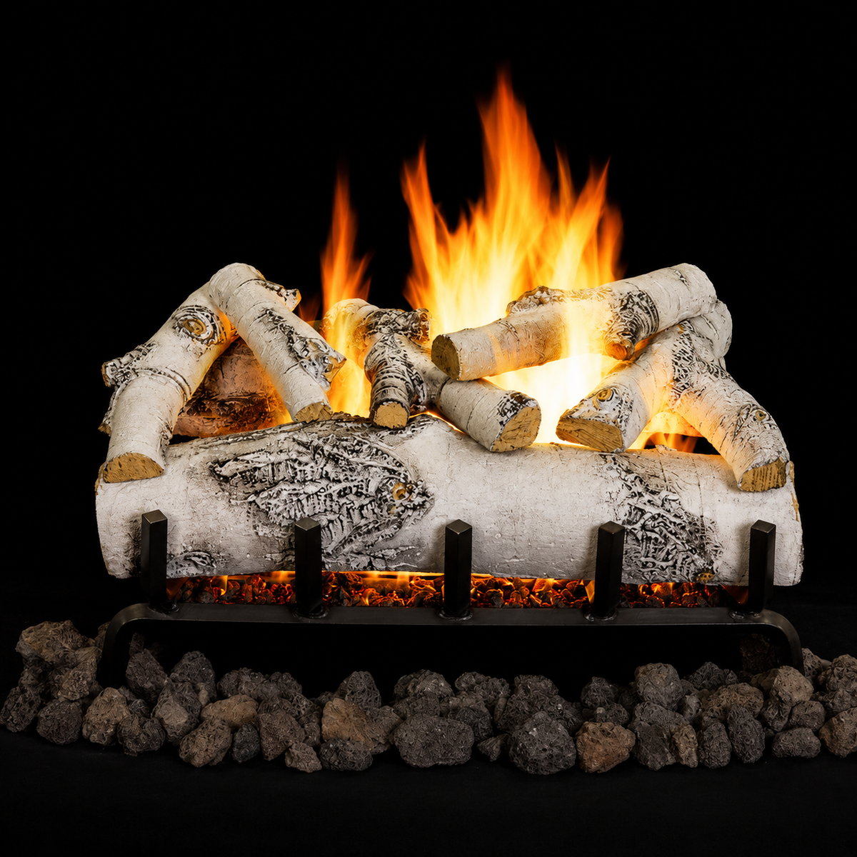Superior ASHTONBIRCH30 Dual-Burner Series 30" Ashton White Birch Indoor 8-Piece Vented Gas Log Set