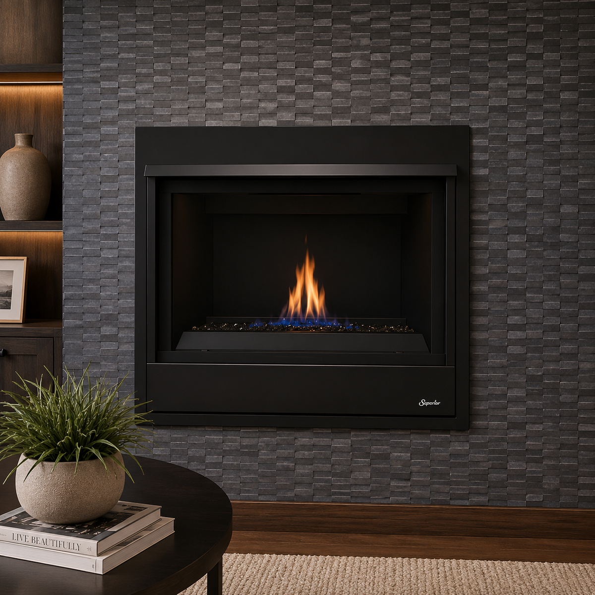 Superior DRC2033 33" Contemporary Top/Rear Direct Vent Gas Fireplace With Electronic Ignition