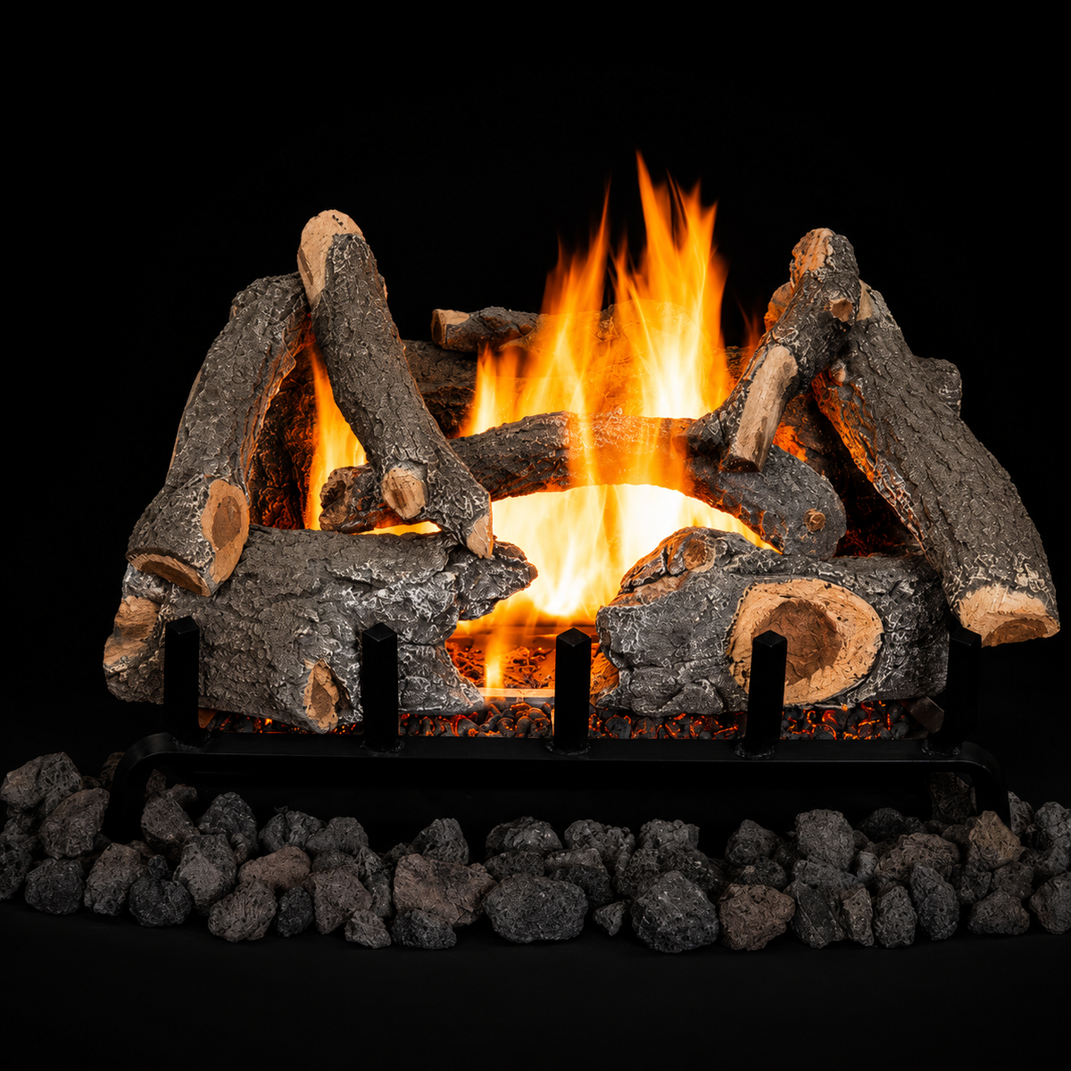 Superior OZARKCHARRED24 Dual-Burner Series 24" Oak Indoor 8-Piece Vented Gas Log Set