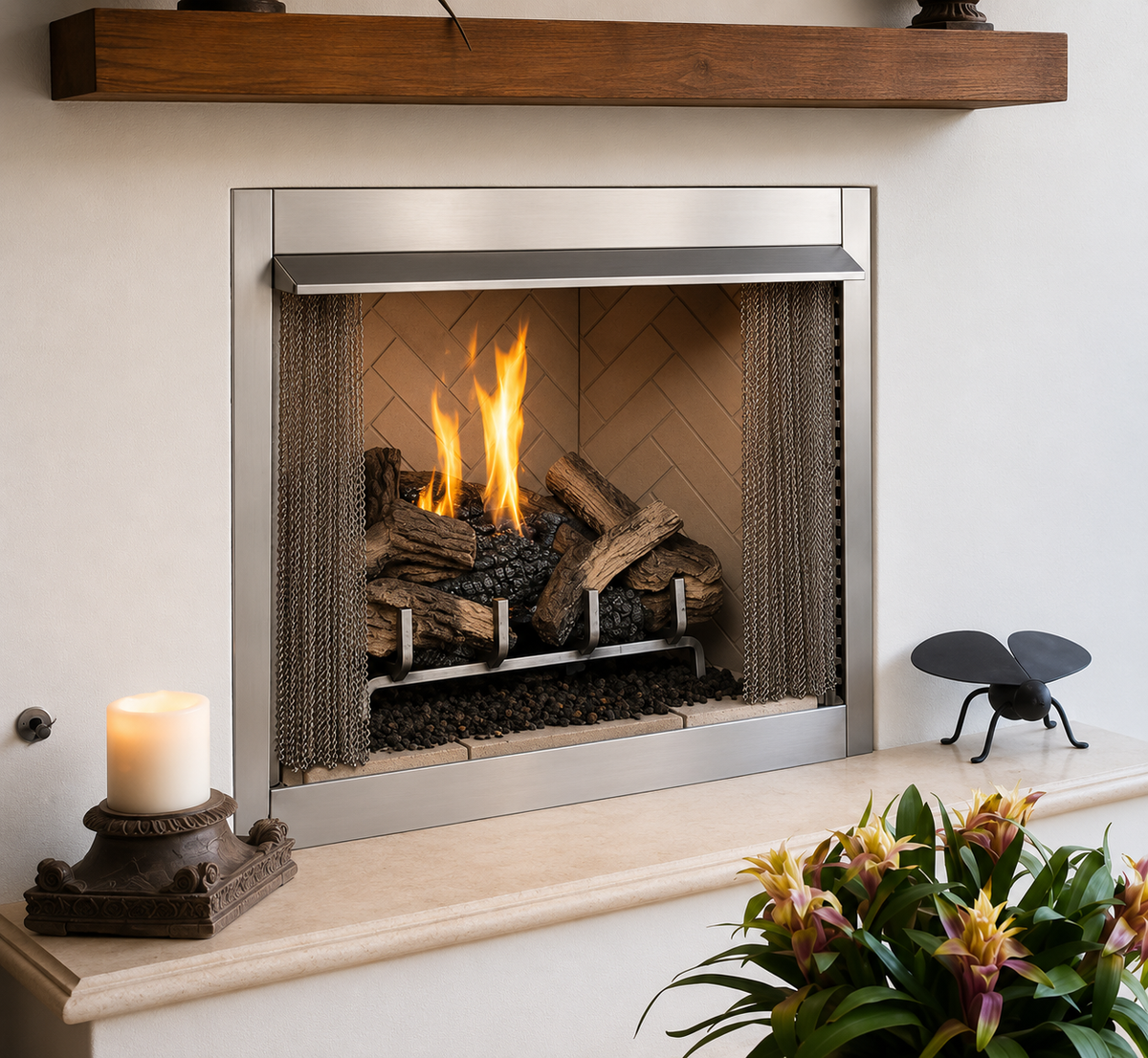 Superior VRE3236 36" Traditional Outdoor Vent-Free Gas Fireplace With Electronic Ignition and Refractory Panels