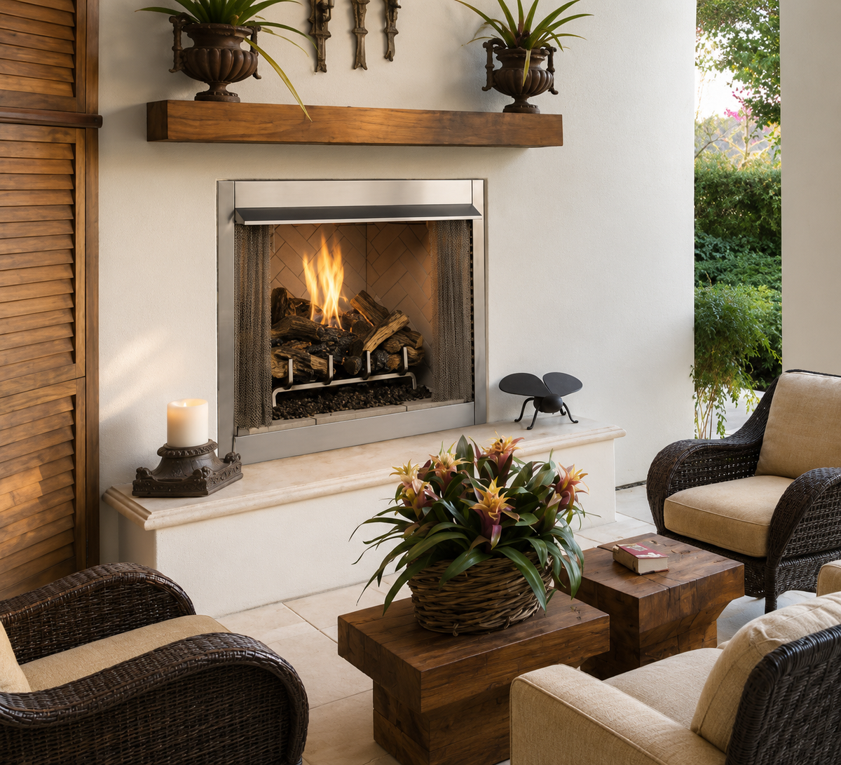 Superior VRE3236 36" Traditional Outdoor Vent-Free Gas Fireplace With Electronic Ignition and Refractory Panels