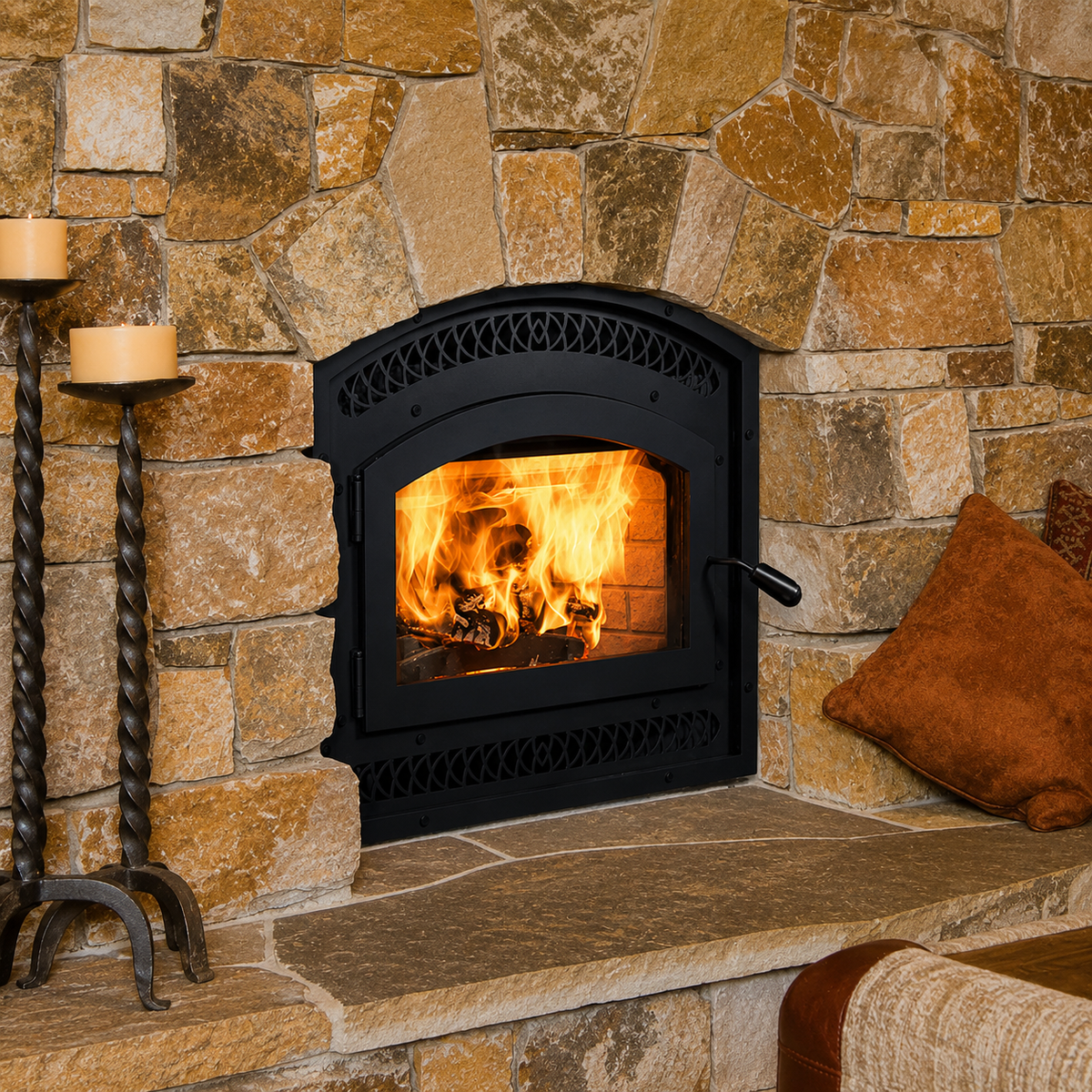 Superior WCT6920 22" EPA Certified High-Efficiency Wood Fireplace With White Stacked Refractory Panels