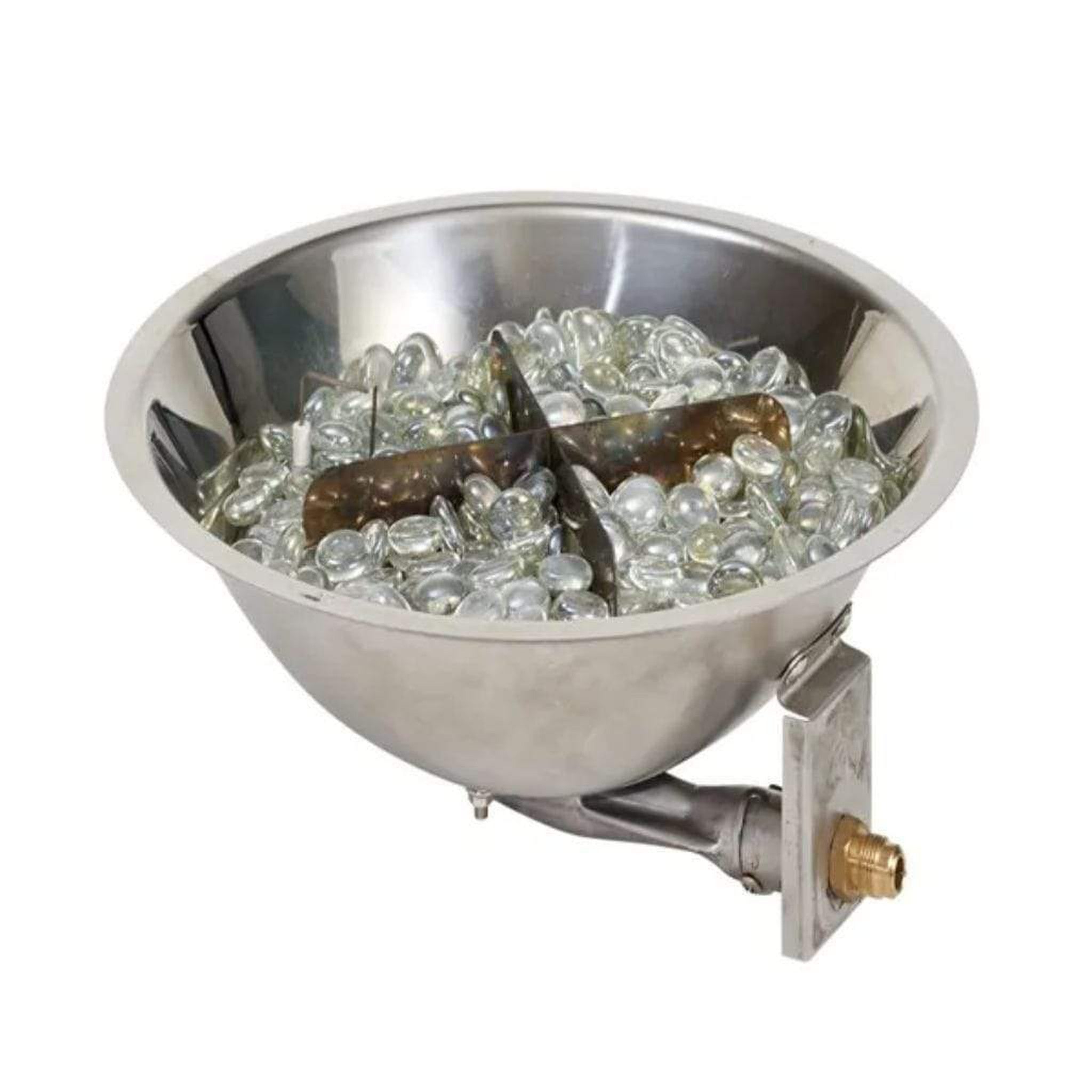 The Outdoor GreatRoom Company 12" Round Stainless Steel Crystal Fire Plus Gas Burner – 20,000 BTU, Adjustable Flame