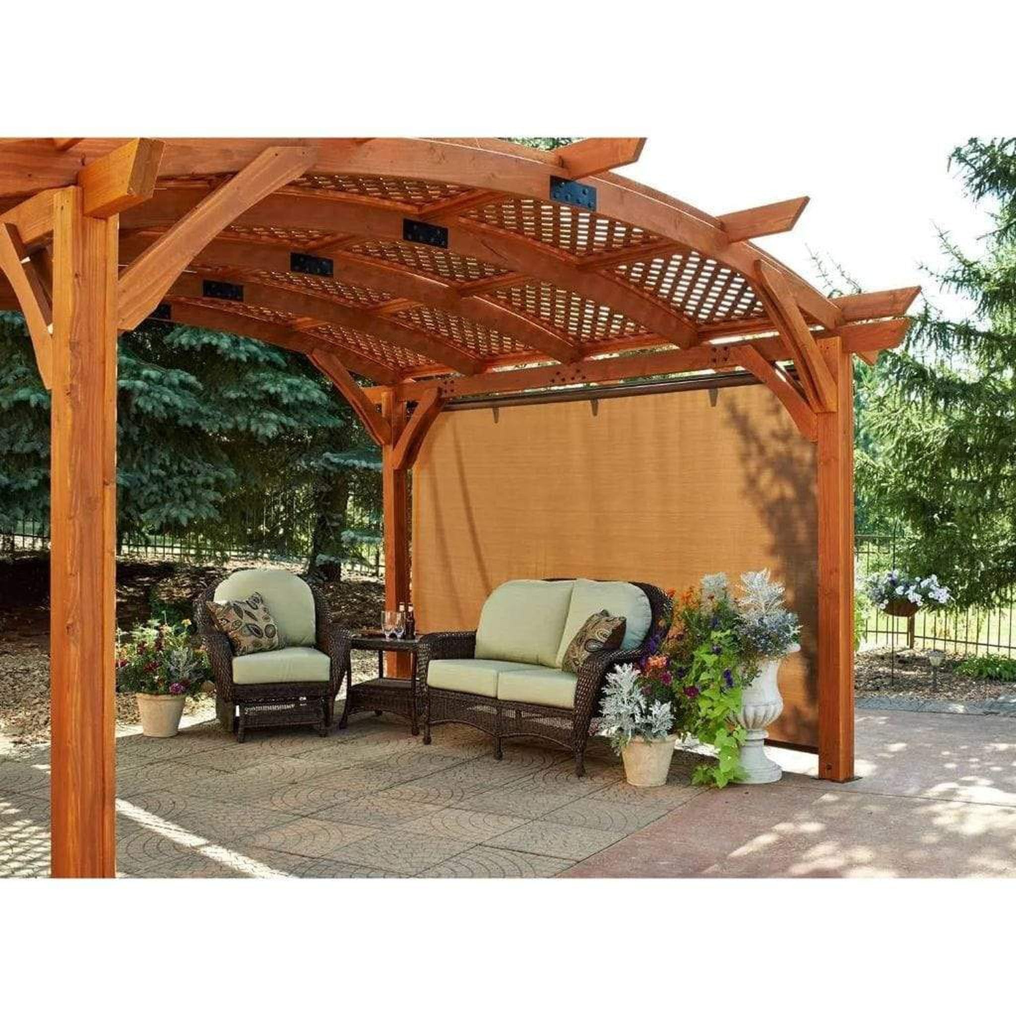 The Outdoor GreatRoom Company 12' x 16' Sonoma Arched Wood Pergola in Redwood Finish