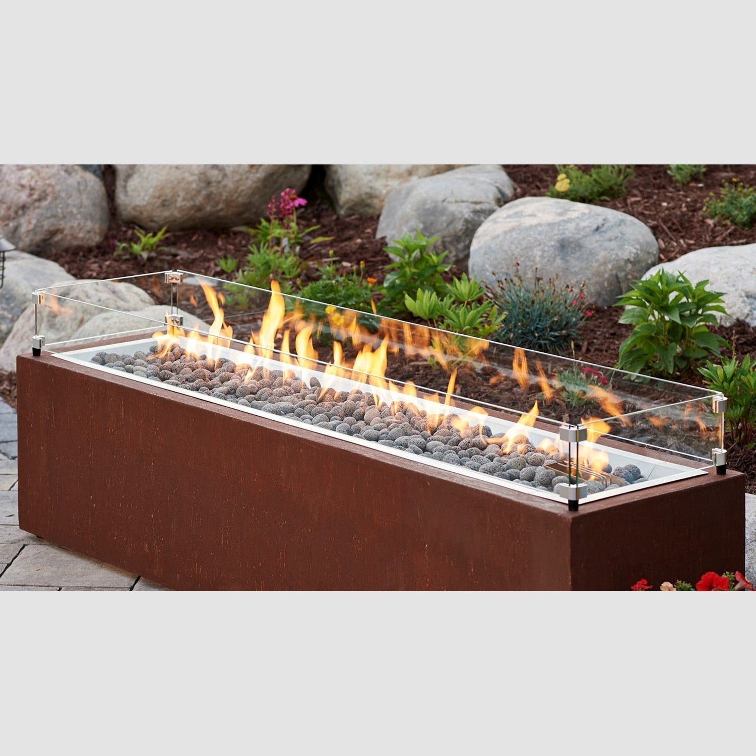 The Outdoor GreatRoom Company 72" Linear Tempered Glass Wind Guard with Stainless Steel Hardware