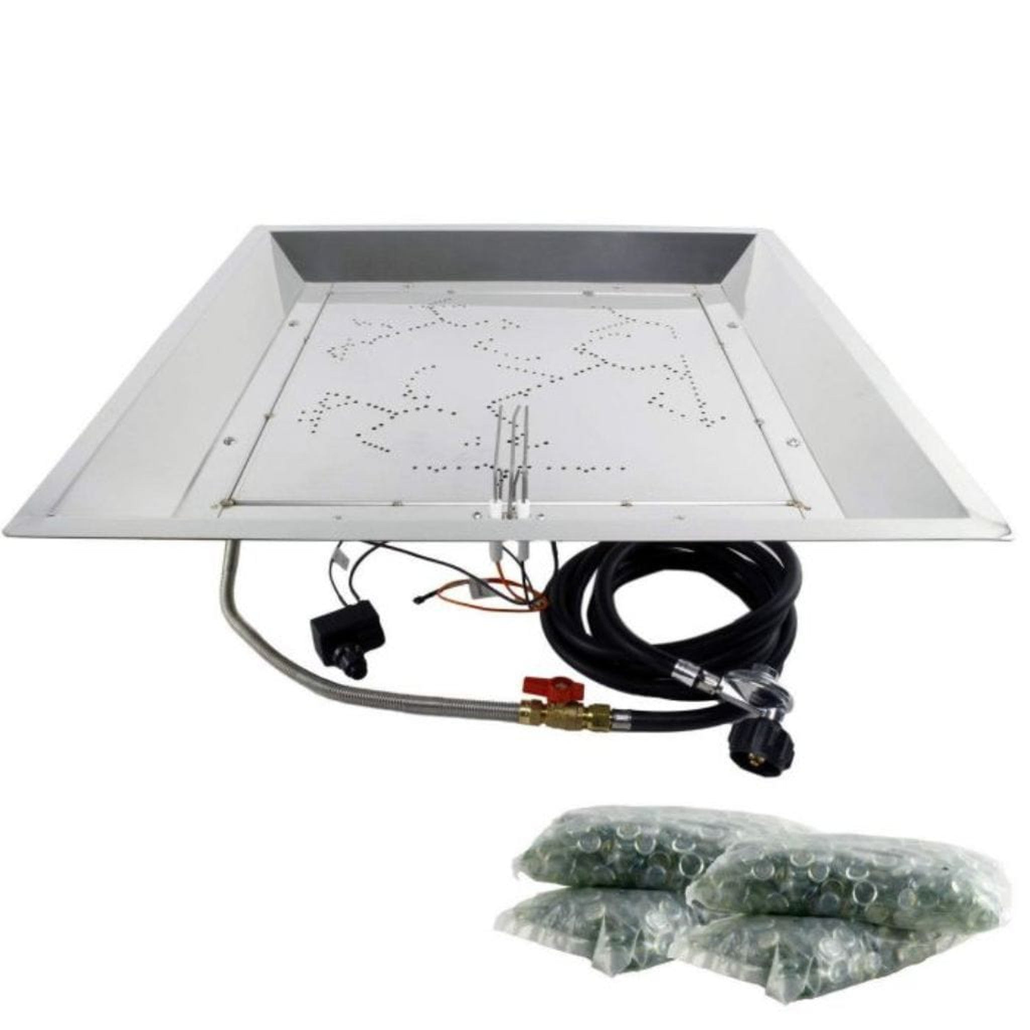 The Outdoor GreatRoom Company 16" x 16" Pewter Crystal Fire Square Gas Burner