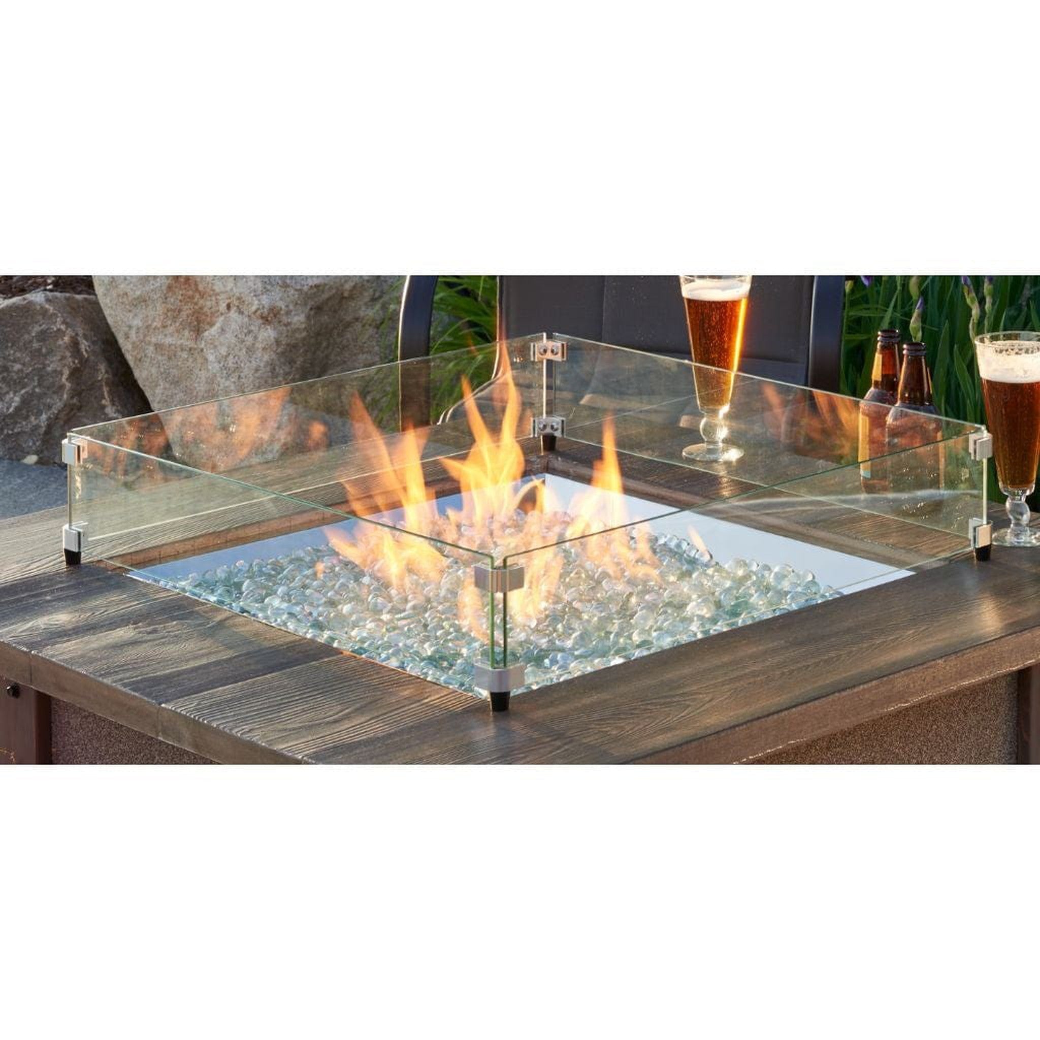 The Outdoor GreatRoom Company 24" Square Glass Wind Guard with Stainless Steel Hardware