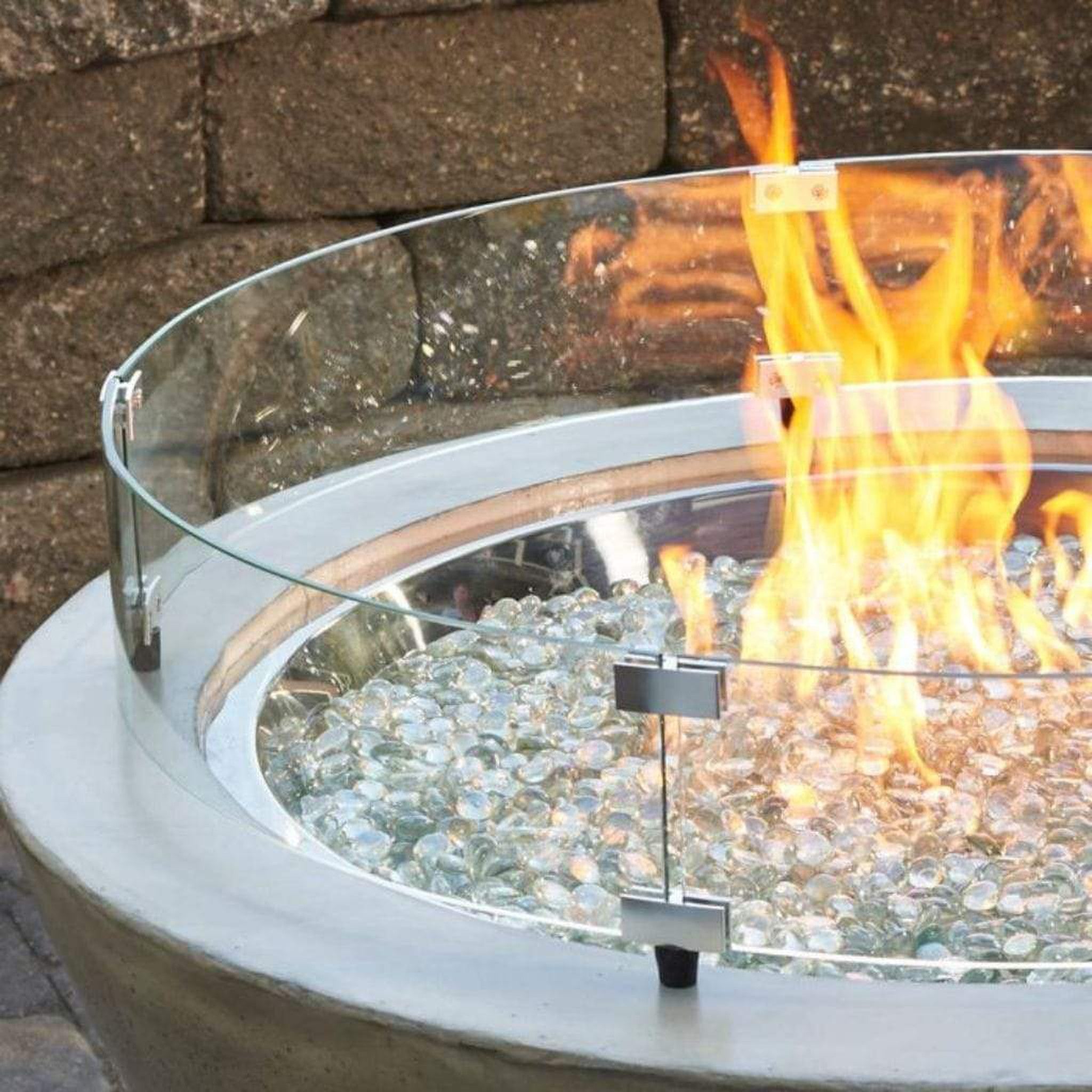 The Outdoor GreatRoom Company 25" Round Glass Wind Guard with Stainless Steel Hardware