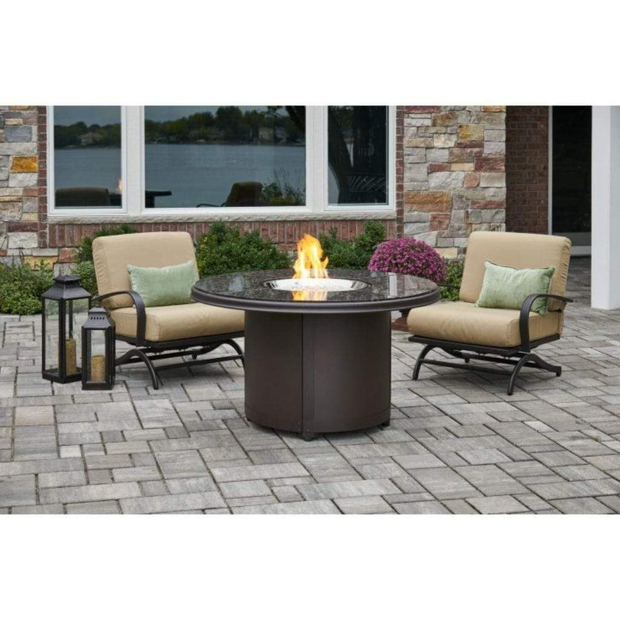The Outdoor GreatRoom Company Beacon 48" Round Gas Fire Pit Table with Matching Burner Cover