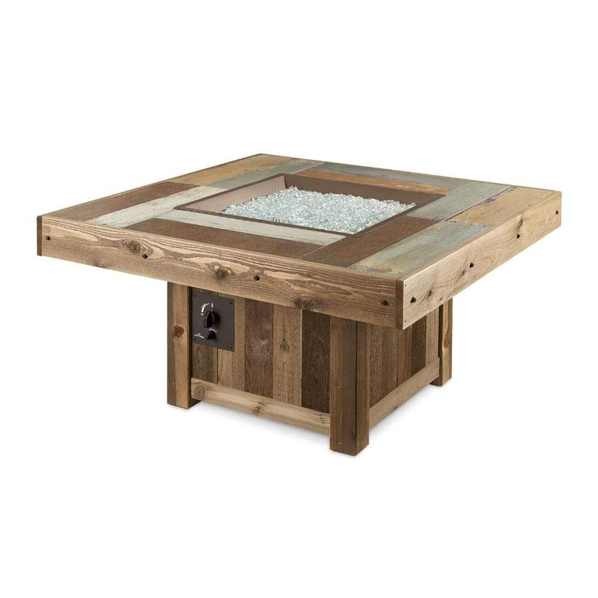 The Outdoor GreatRoom Company Vintage Gas Fire Pit Table with Faux-Wood Tile Top – 49" Square