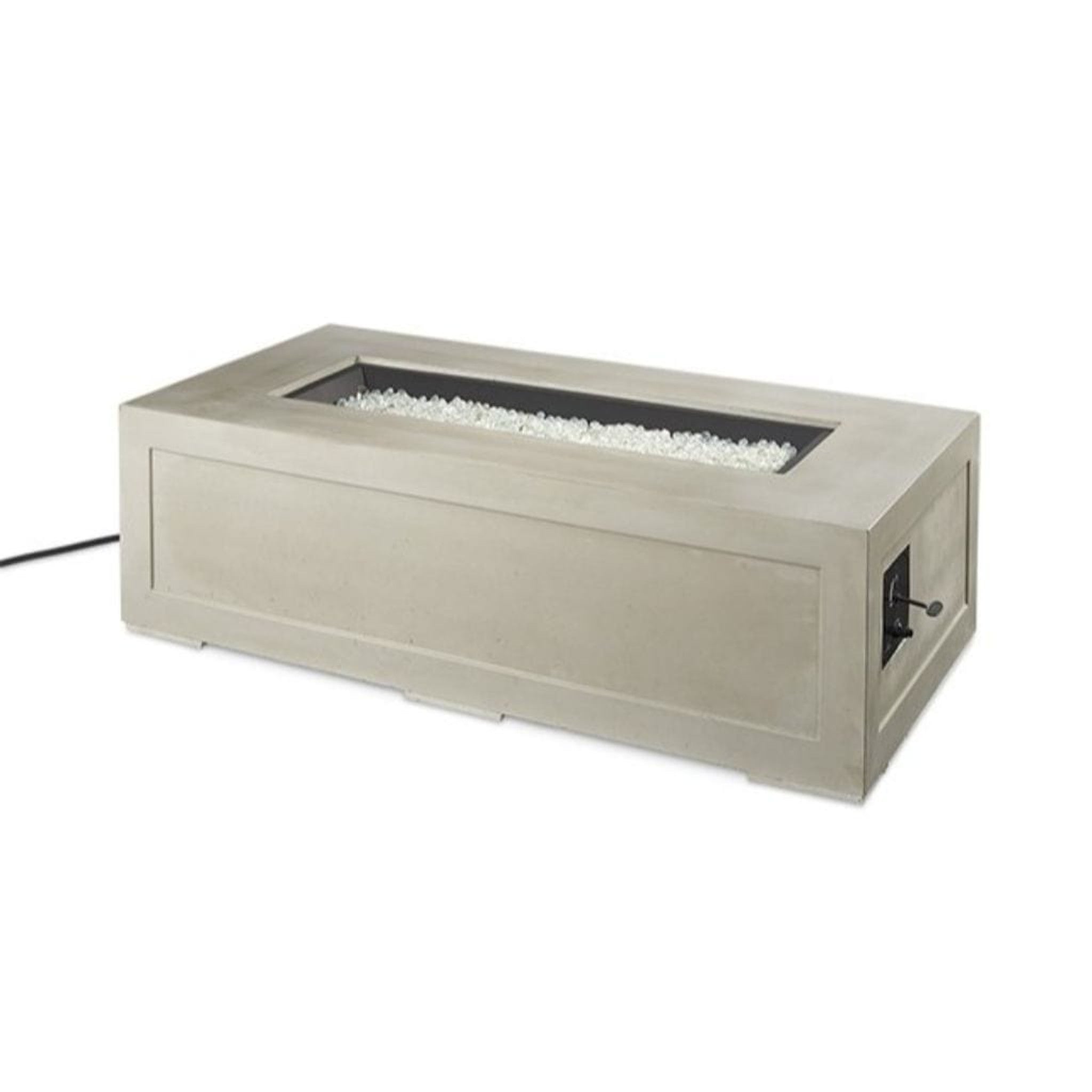 The Outdoor GreatRoom Company 60" Cove Linear Gas Fire Pit Table with Natural Grey Supercast Concrete Base