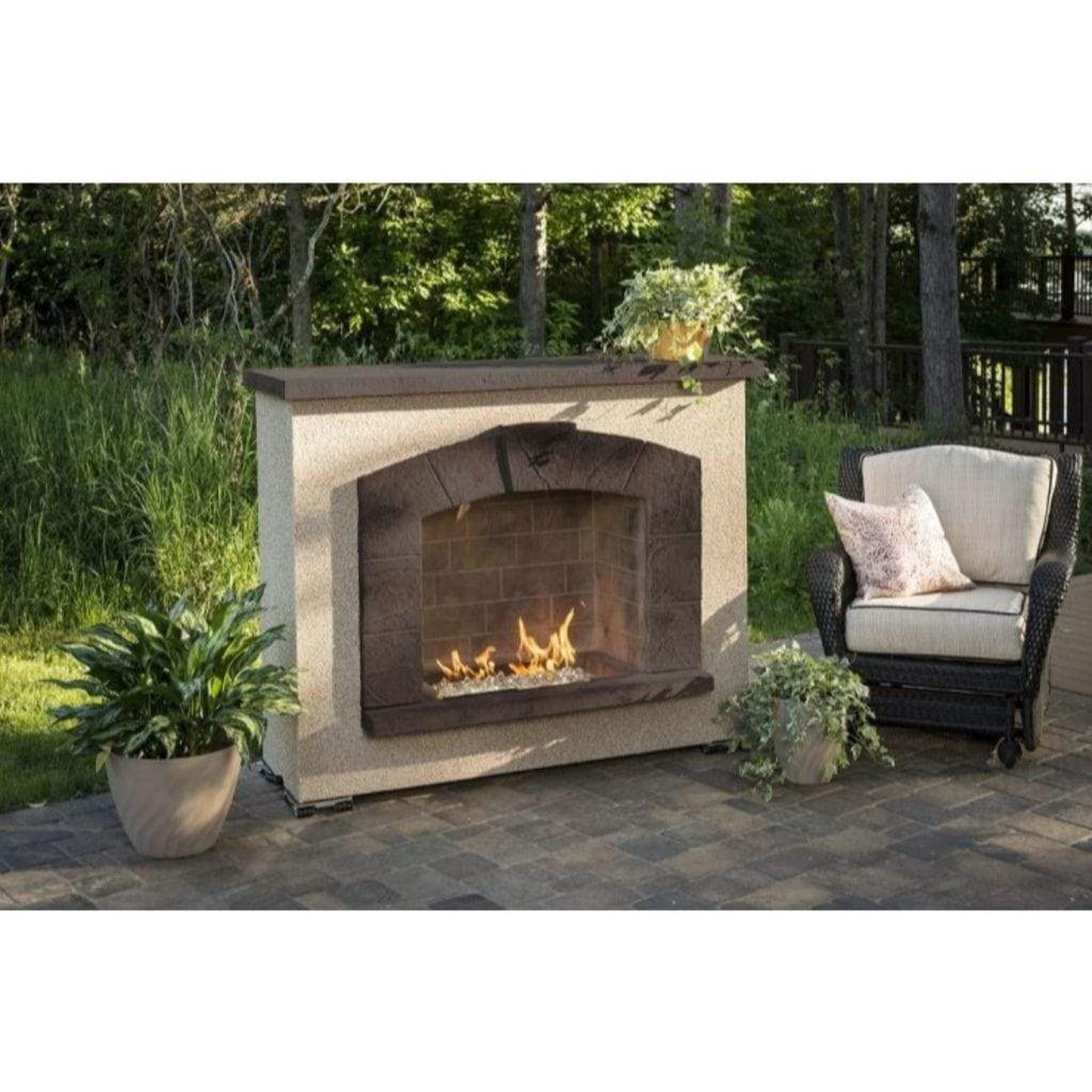 The Outdoor GreatRoom Company 63" Stone Arch Freestanding Propane Gas Fireplace with Supercast Mantel