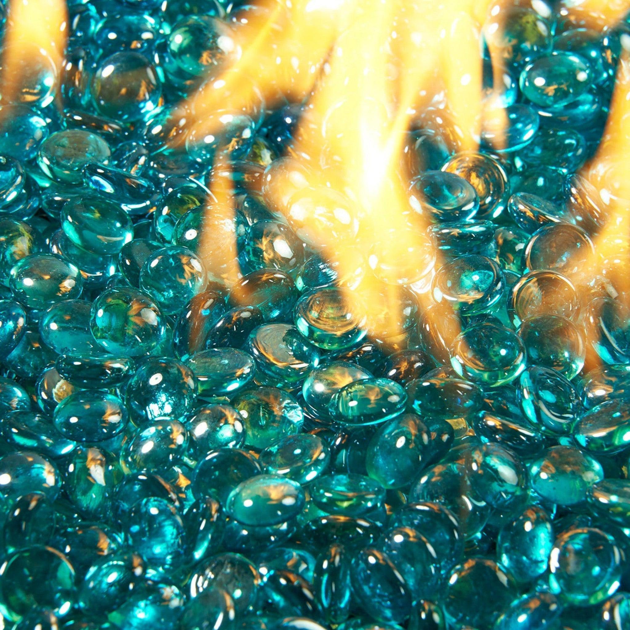 The Outdoor GreatRoom Company Aquamarine Tempered Fire Glass Gems - 5 lb Bag for Fire Pits