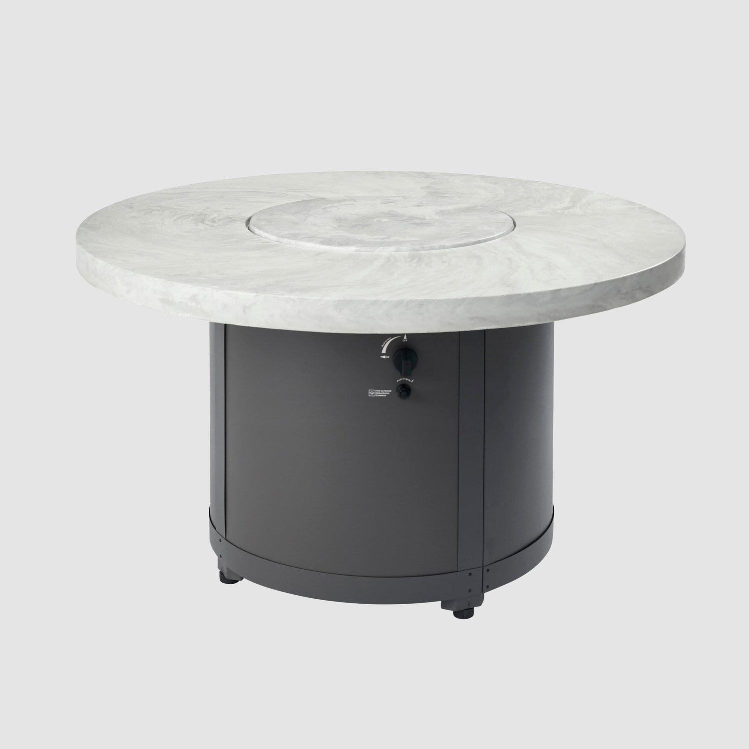 The Outdoor GreatRoom Company Beacon 48" White Onyx Round Gas Fire Pit Table with Crystal Fire® Plus Burner
