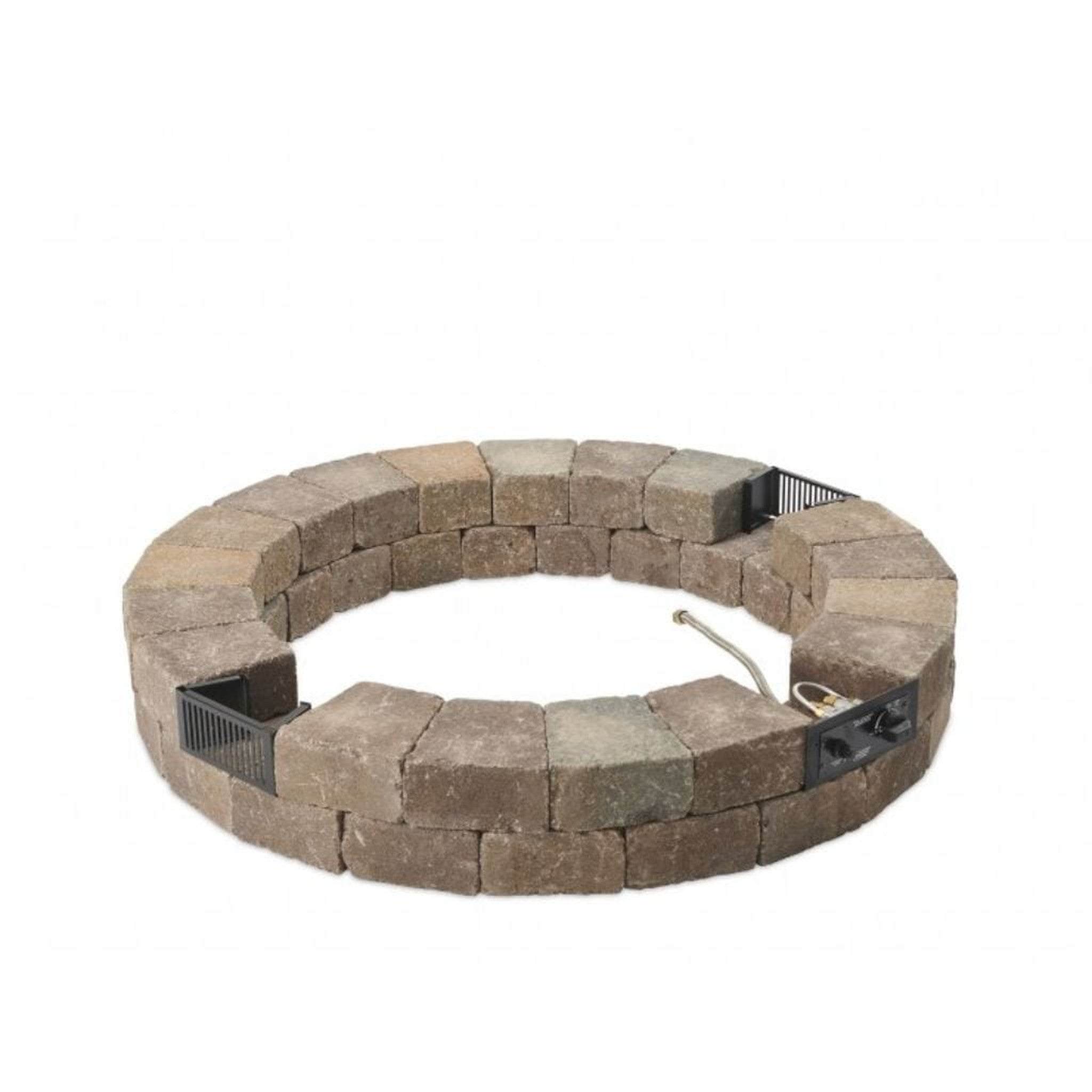 The Outdoor GreatRoom Company Bronson 52" Round Block Gas Fire Pit Kit with Crystal Fire Burner