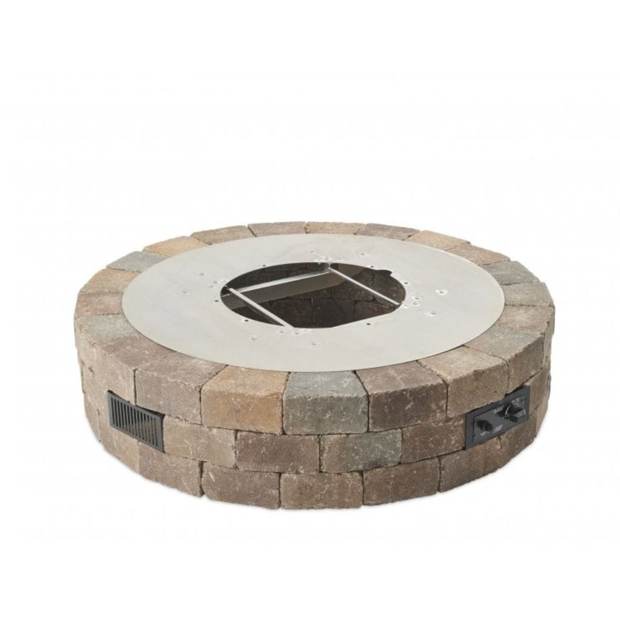 The Outdoor GreatRoom Company Bronson 52" Round Block Gas Fire Pit Kit with Crystal Fire Burner