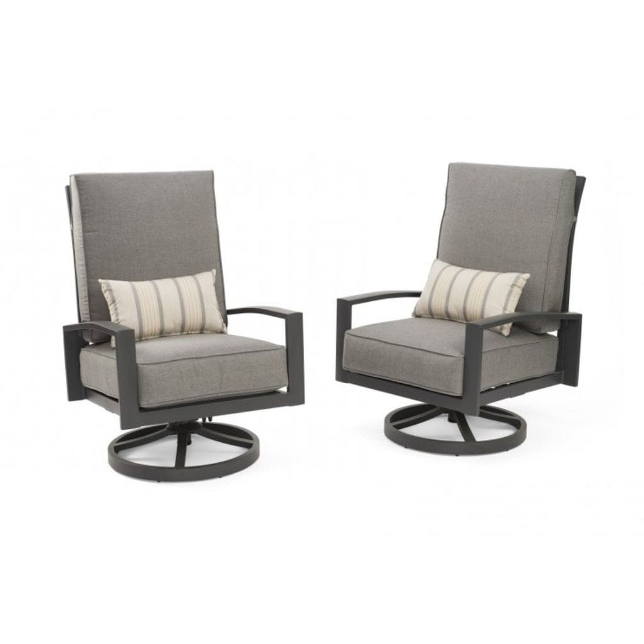 The Outdoor GreatRoom Company Lyndale Highback Swivel Rocking Chairs – Set of 2 in Cast Slate Sunbrella®